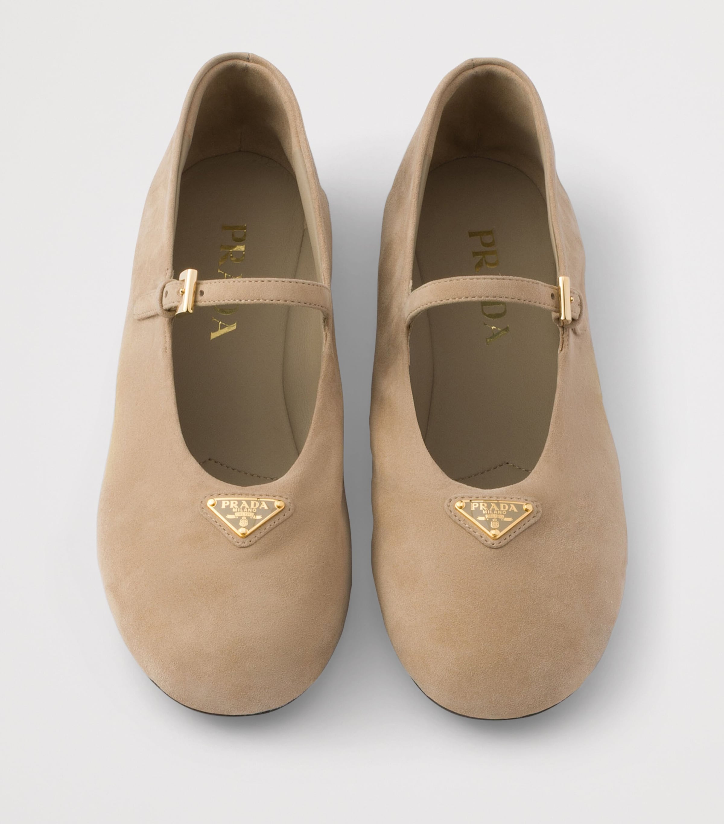 Prada Suede Ballet Flats Neutral Image 4
