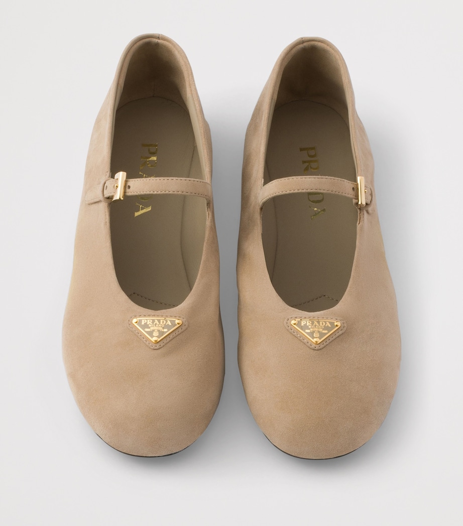 Prada Suede Ballet Flats Neutral Image 4