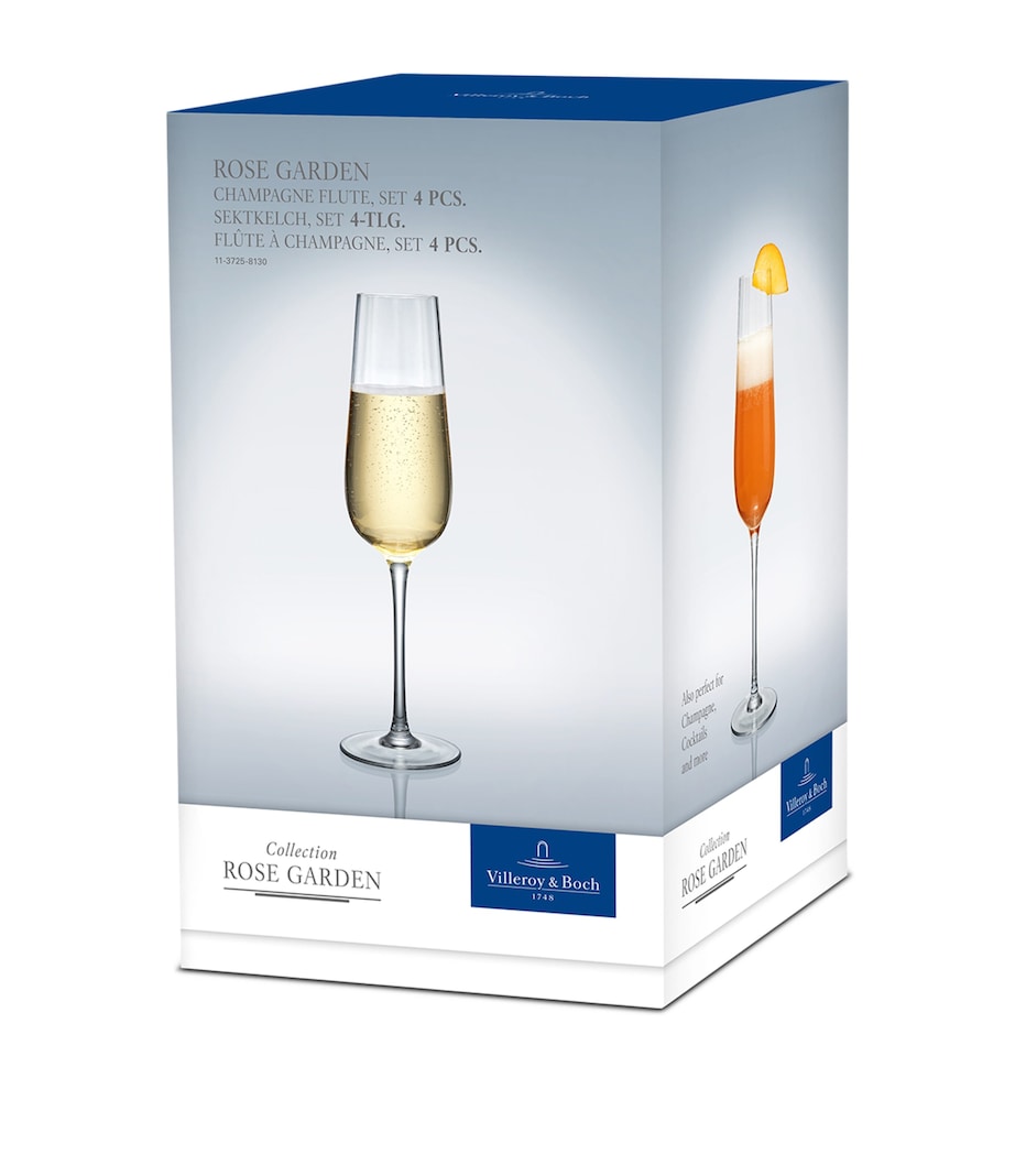 Set of 4 Rose Garden Champagne Flutes (120ml) CLEAR Image 6