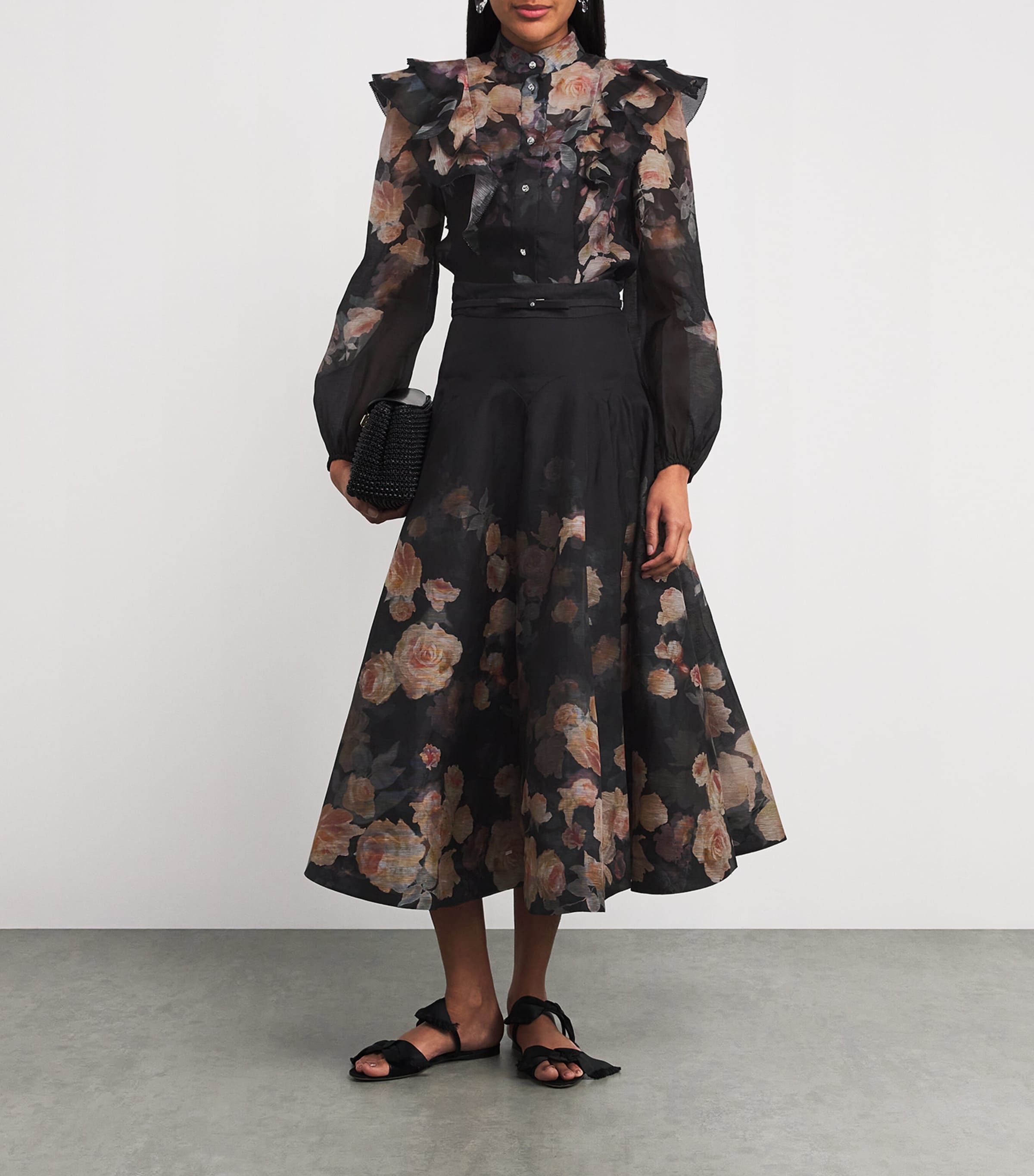 【Zimmermann】CRUSH EMBROIDERED MIDI ハート刺繍 スカート Zimmermann CRUSH FLARED MIDI SKIRT | REVERSIBLE