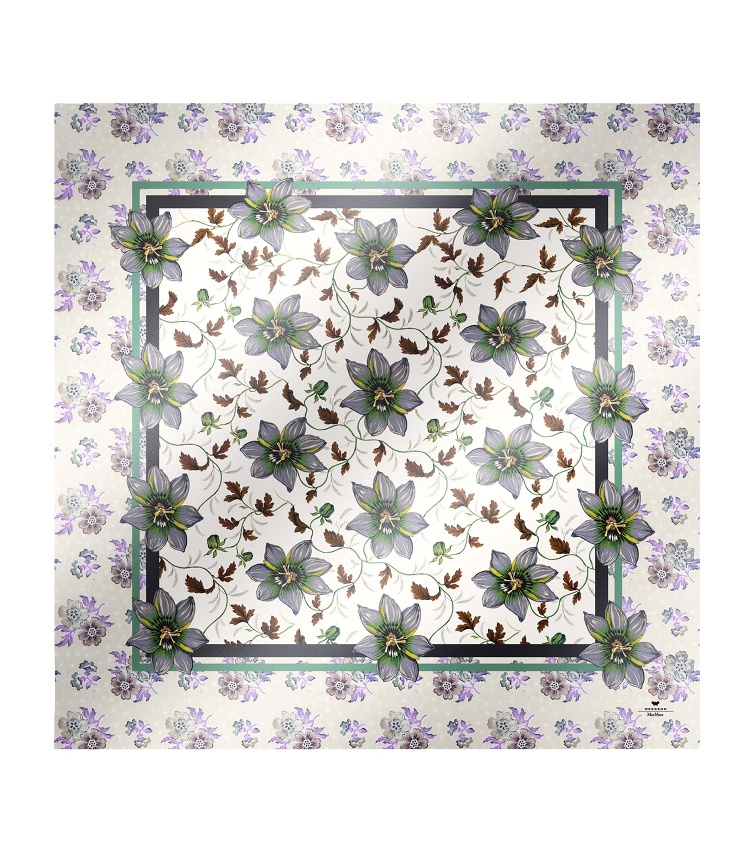 Weekend Max Mara Silk Twill Floral Scarf Ivory Image 1