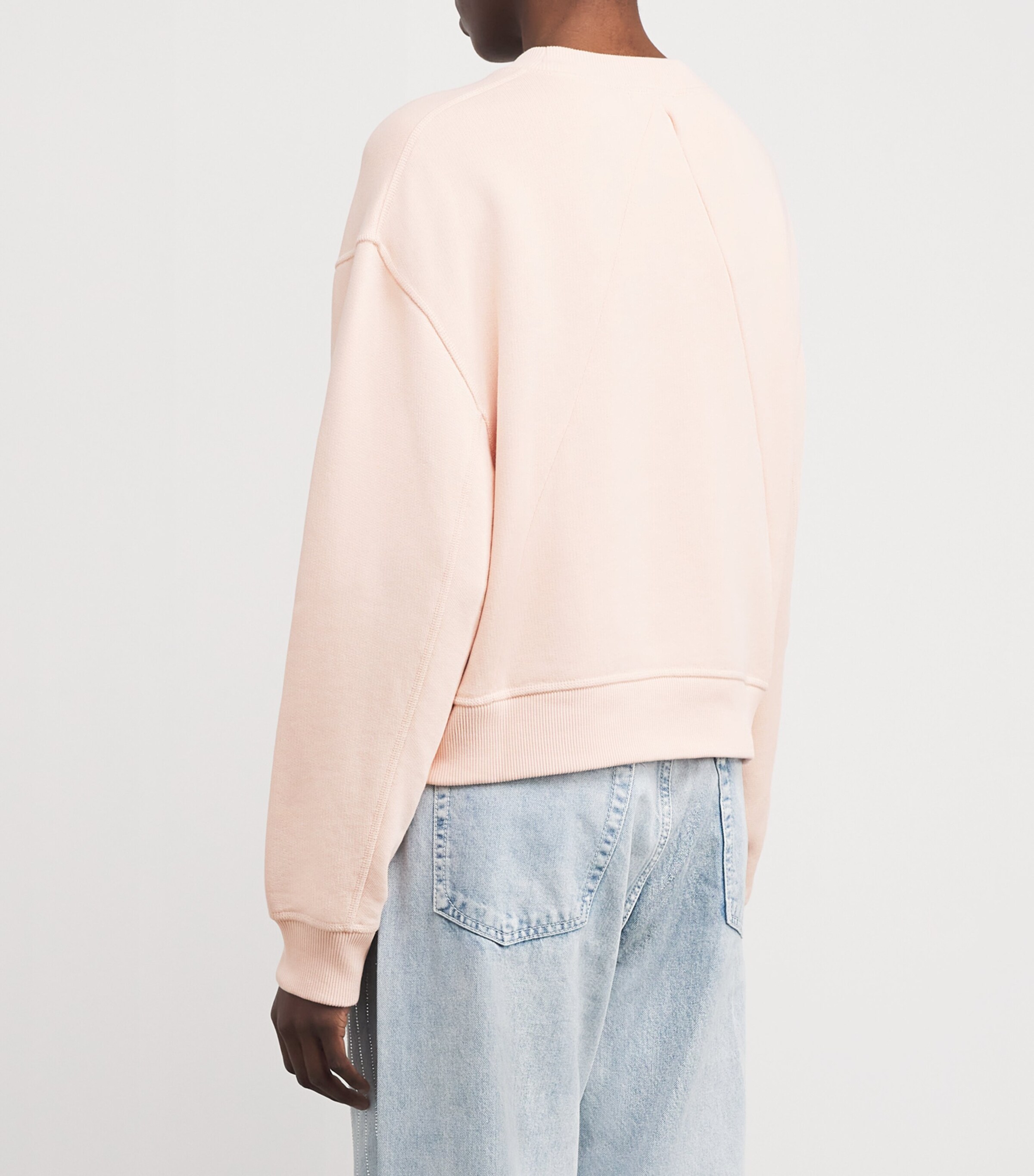 Terry Cloth Cropped Sweatshirt PEACH Image 4