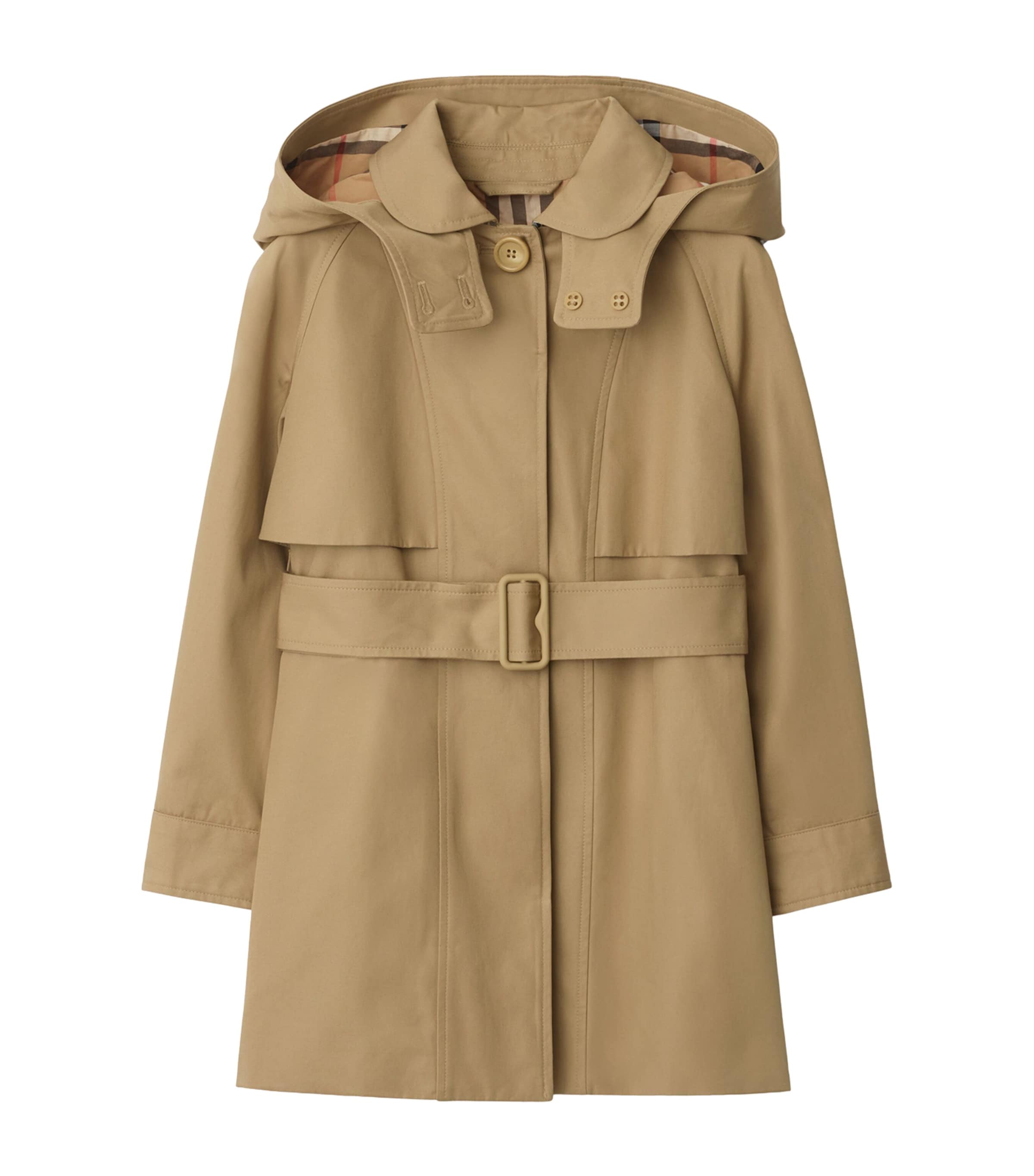 Burberry Childrens Cotton Hooded Trench Coat In Brown