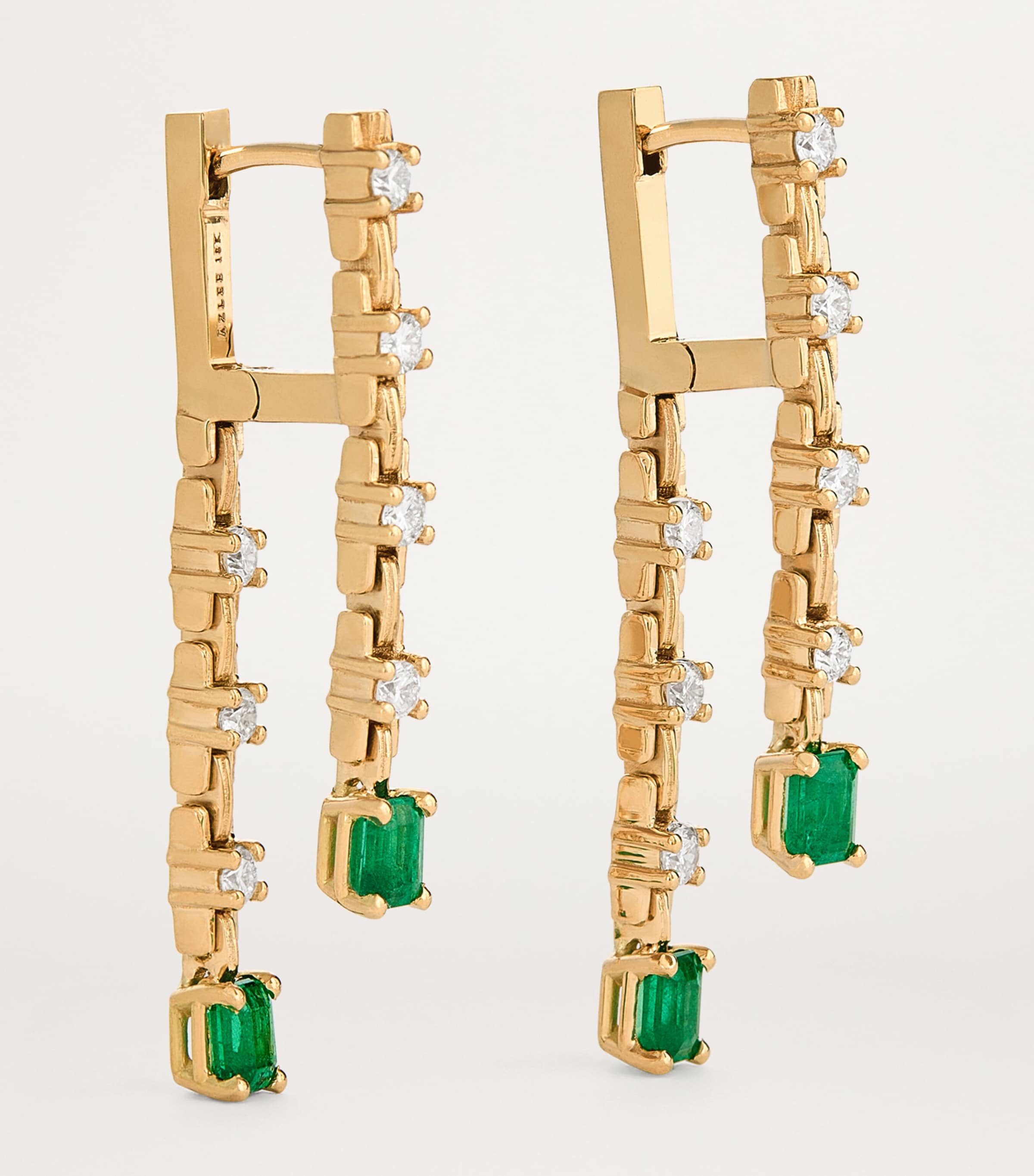 Small Yellow Gold, Diamond and Emerald Pirouette Strand Earrings YELLOW GOLD Image 3