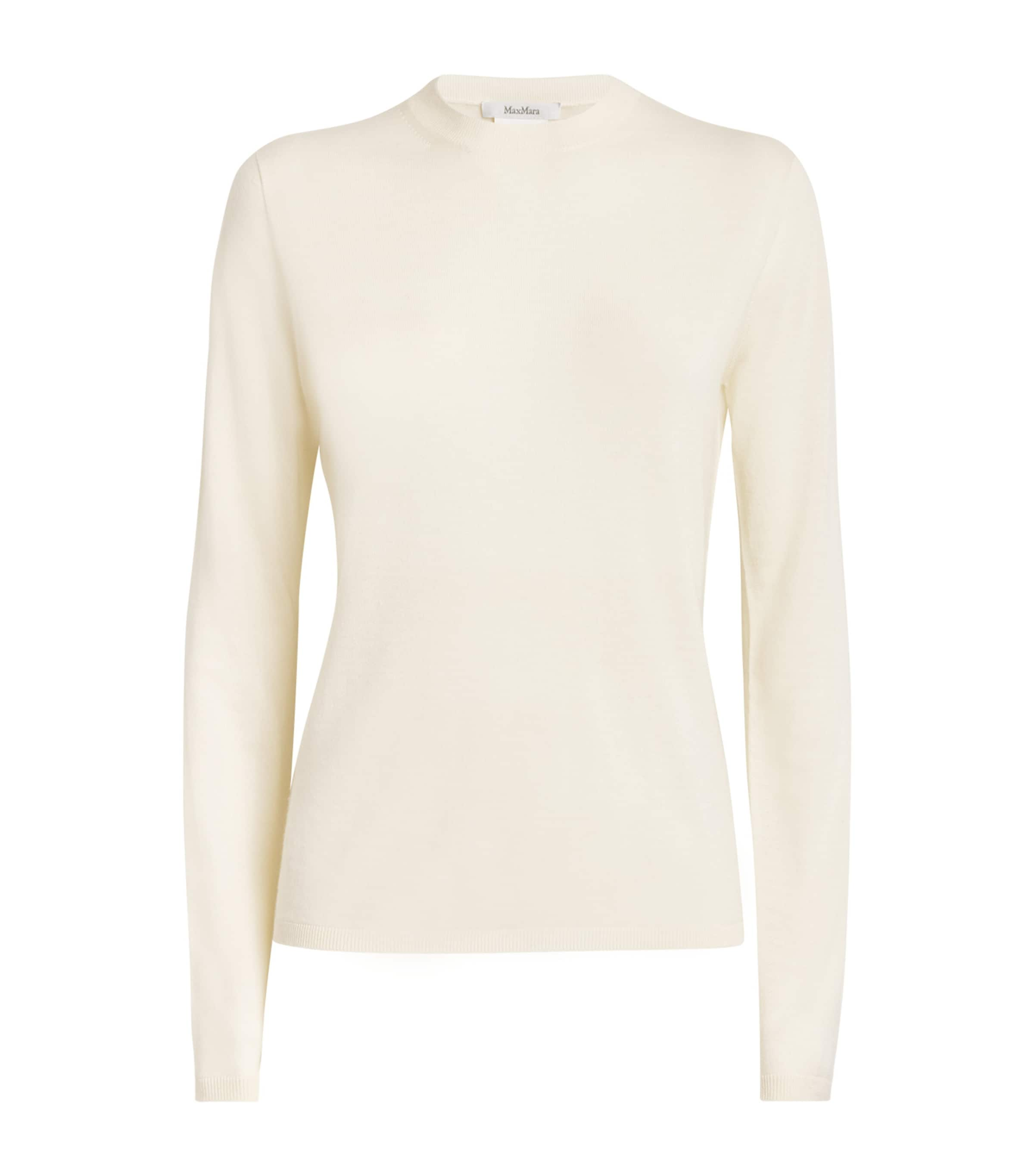 Max Mara Cashmere Long-sleeve Top In White