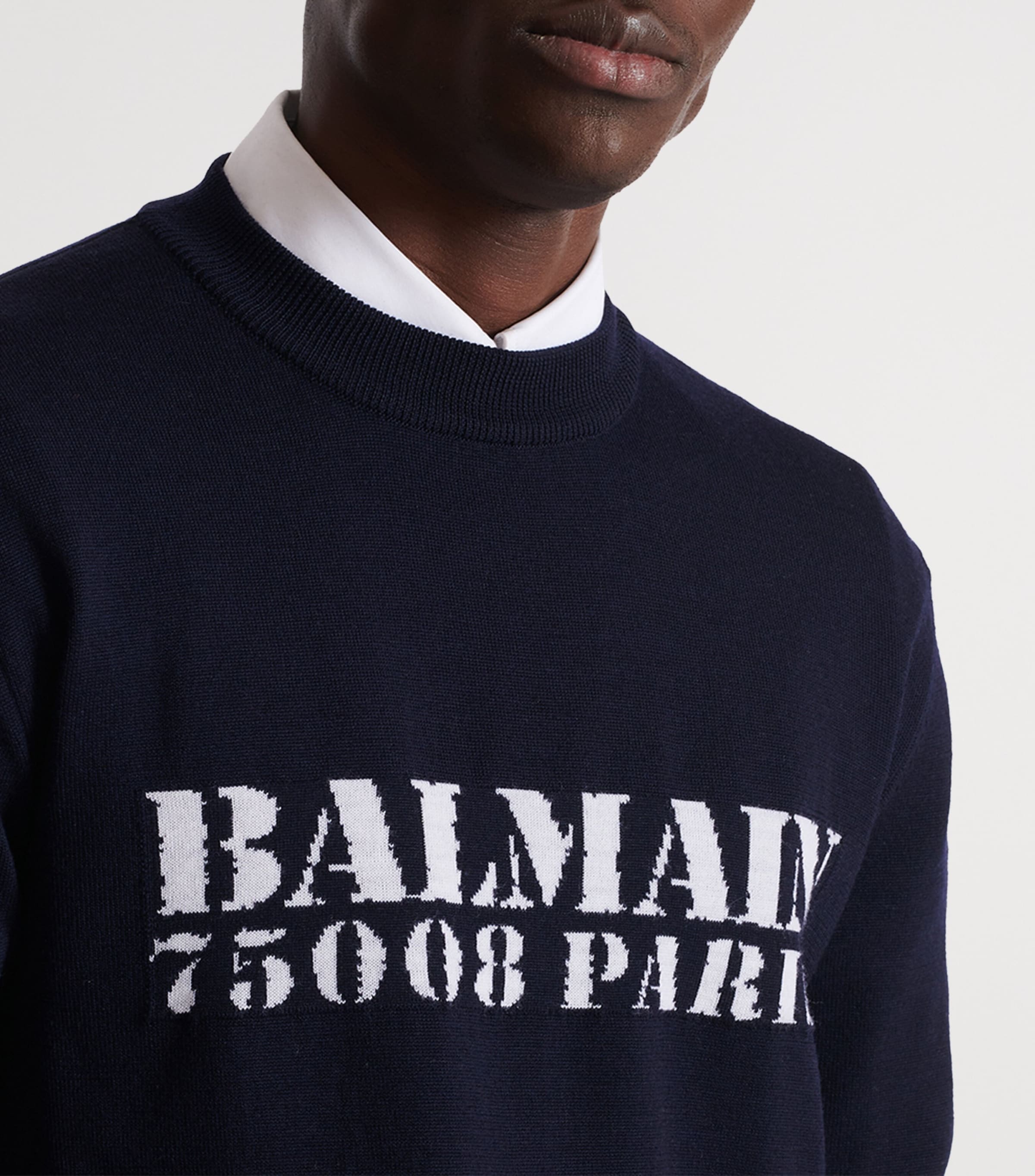 Merino Wool Logo Sweater SAJ BLEU/BLANC Image 4