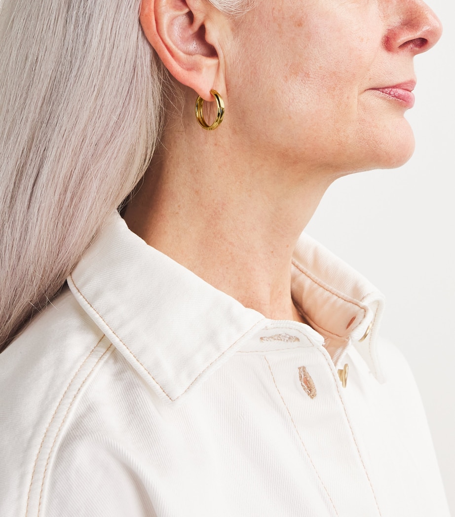 Yellow Gold Staircase 3-Tier Huggie Earrings YELLOW GOLD Image 2