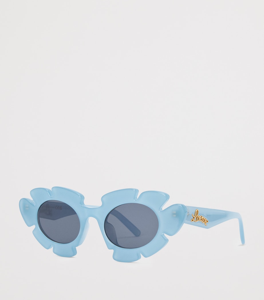 Acetate Oval Flower Sunglasses LIGHT BLUE Image 2