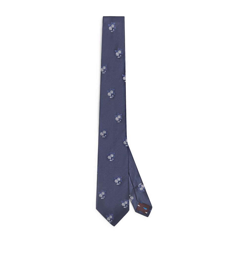 Silk Floral Tie 49_VERY DARK NAVY Image 1