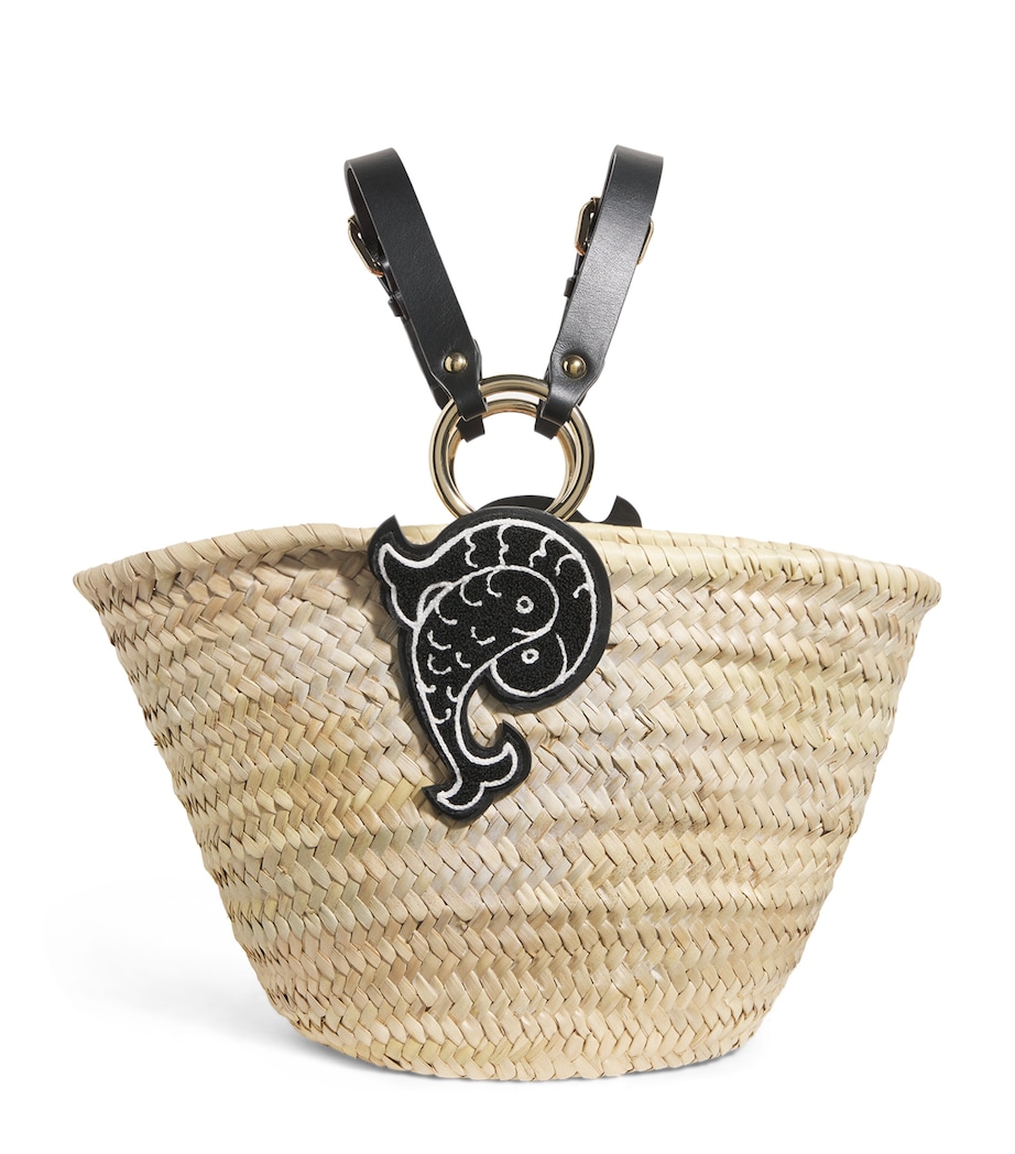 Straw Pesci Basket Bag A09 NAT+VERDE/LILLA Image 1