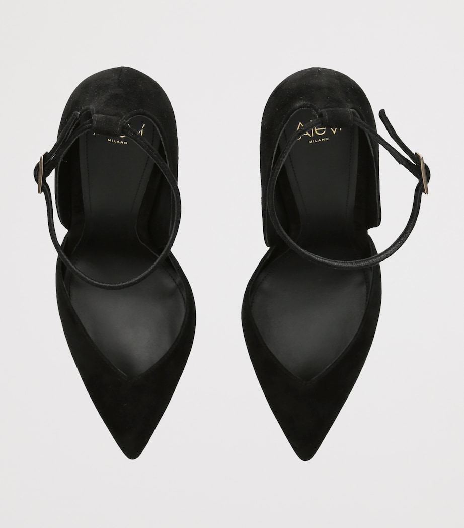 Alevì Suede Camilla Heeled Pumps 110 Black Image 3