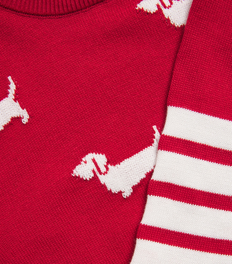 Thom Browne Kids Cotton Hector 4-Bar Sweater (2-12 Years) Red Image 3