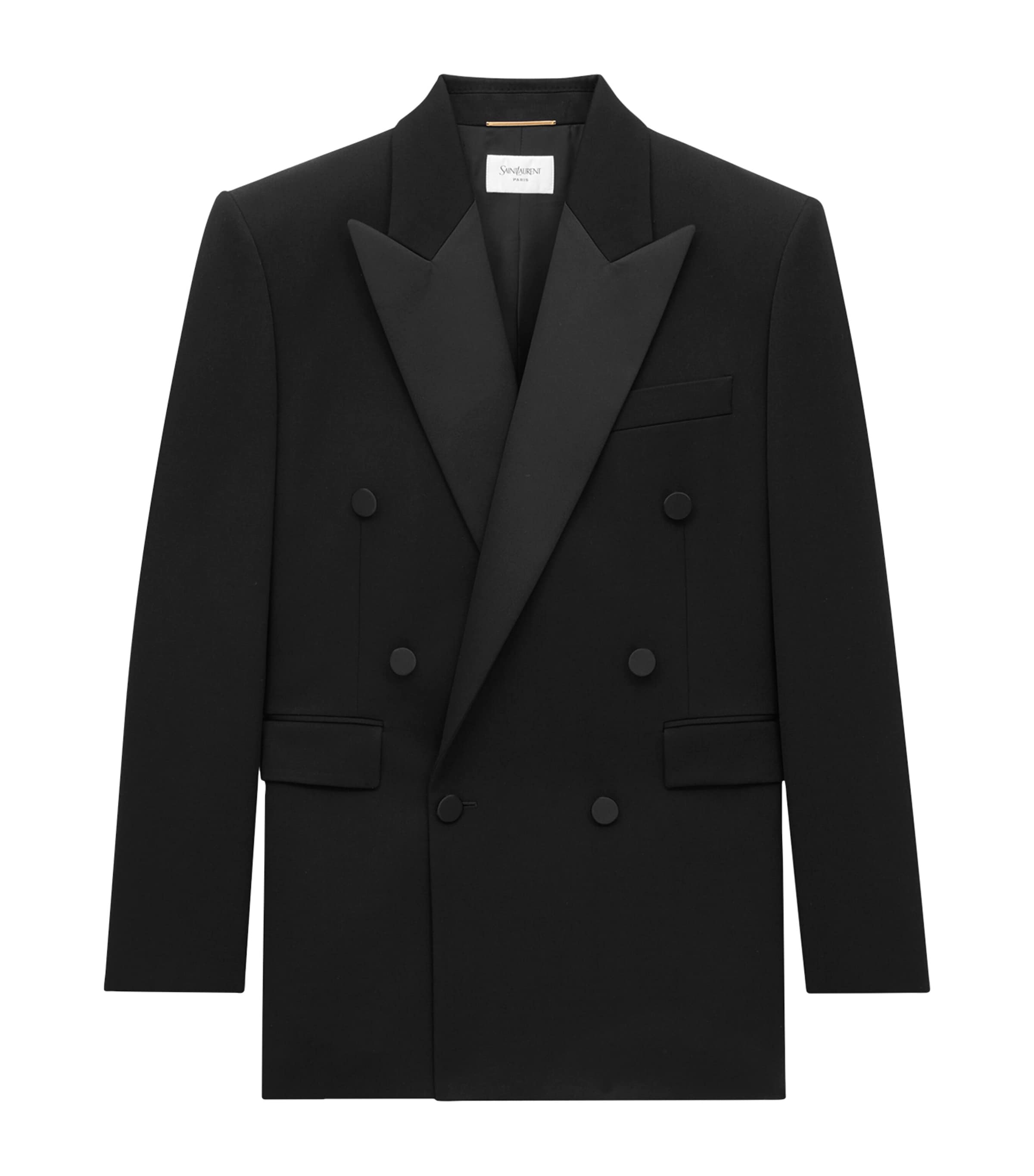 Saint Laurent Tuxedo Jacket In Grain De Poudre In Black