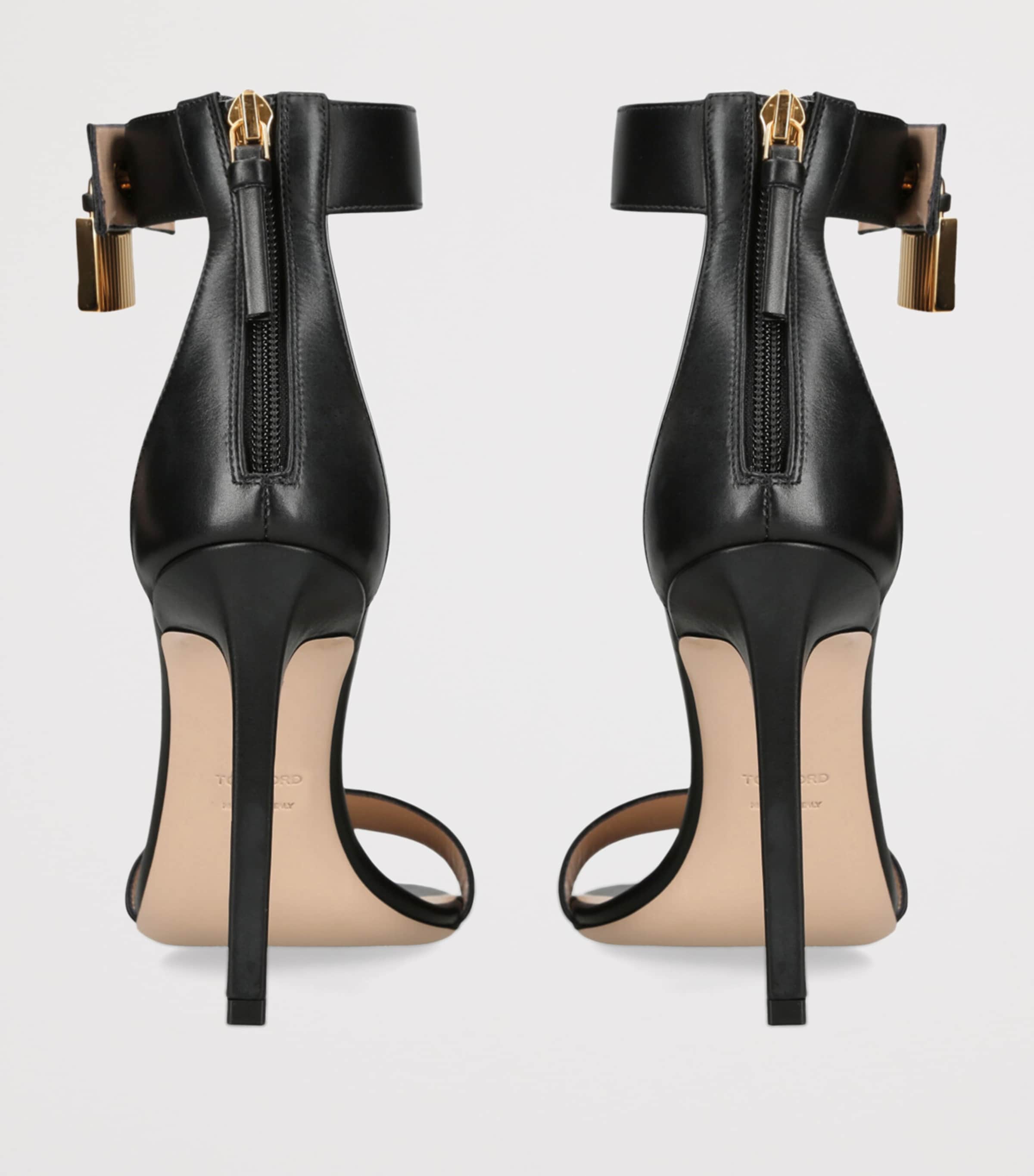 Leather Padlock Sandals 105 BLACK Image 2