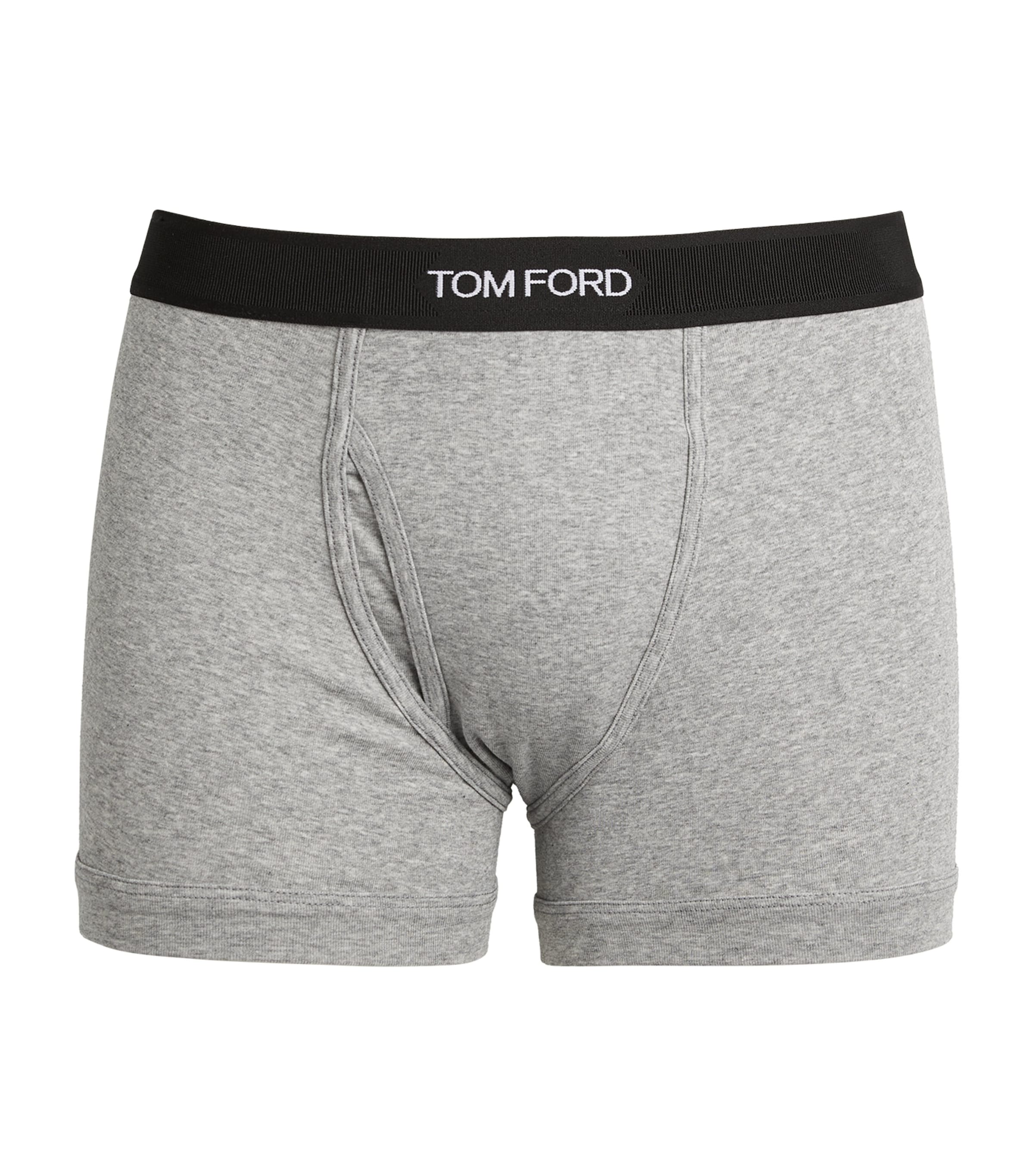 Tom Ford Logo-embroidered Cotton-blend Jersey Boxers In Grey