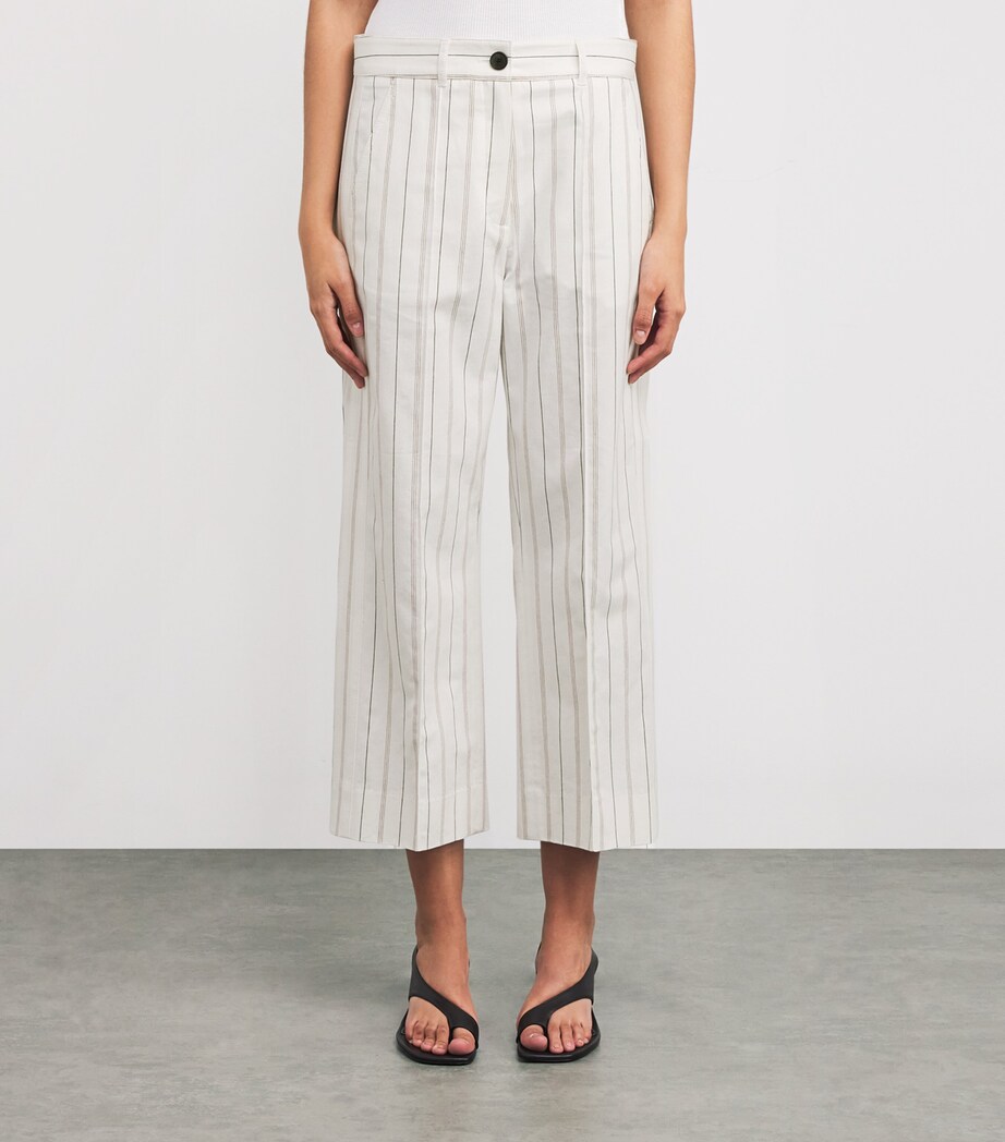 ME+EM Womens Organic Cotton Stripe Cropped Trousers Multi Stripe Image 3