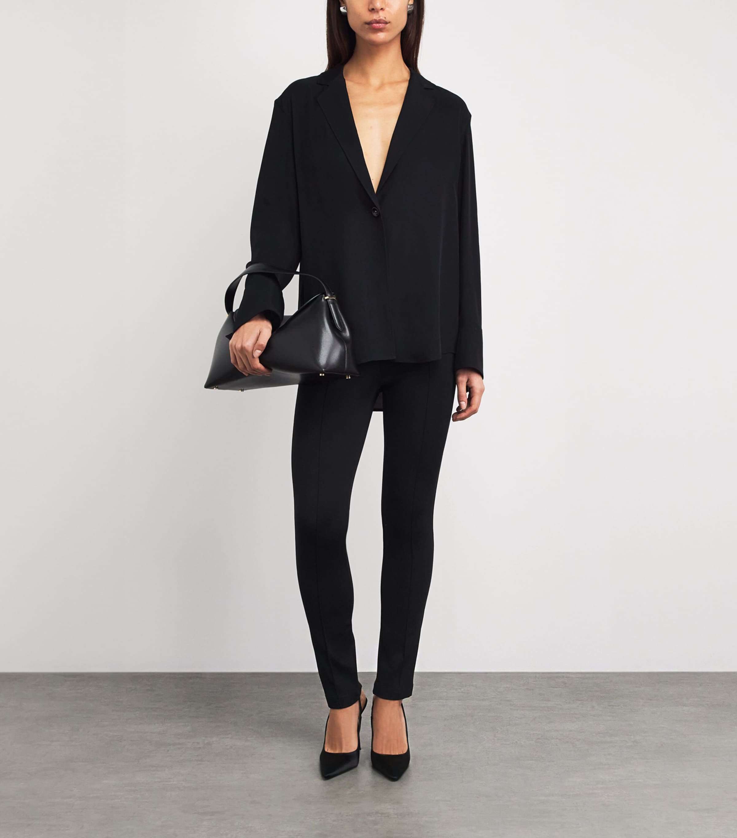 ESSE Studios Womens Stretch-Jersey Alba Leggings Black Image 2