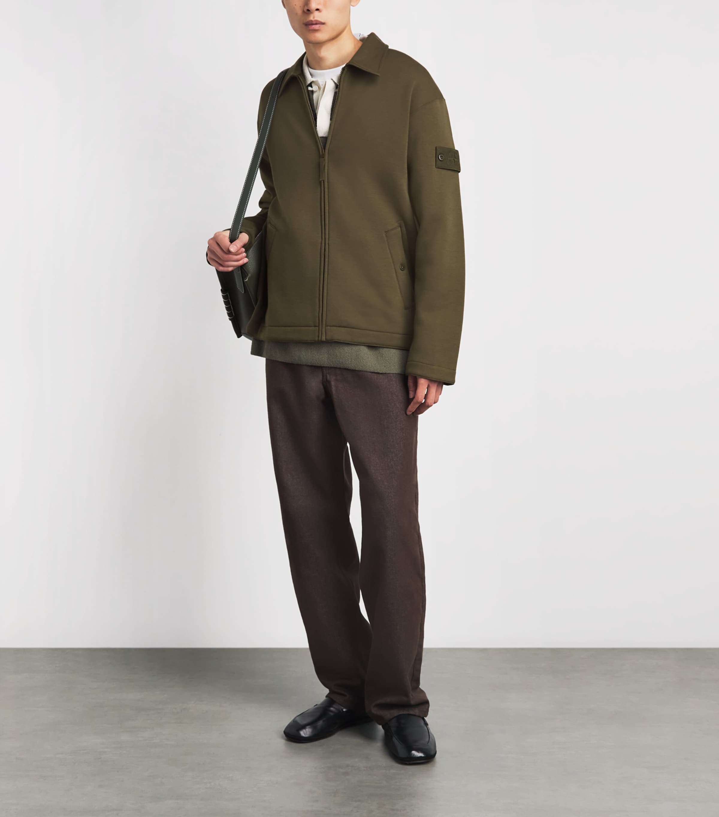 Stone Island Mens GHOST PIECE Wool-Cotton Zip-Up Cardigan Image 2
