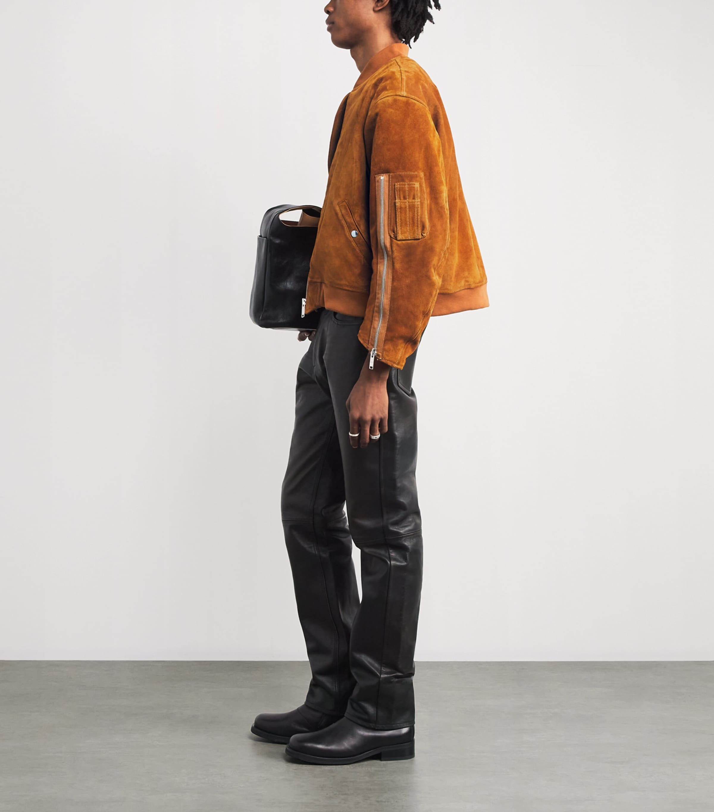Suede Military Bomber Jacket CARAMEL Image 2