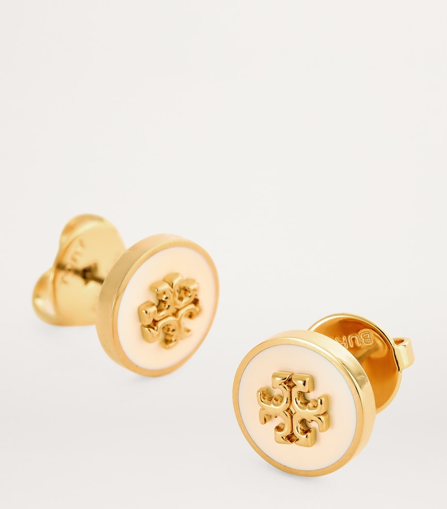Enamel-Trim Kira Circle Studs TORY GLD / NW IVRY Image 6