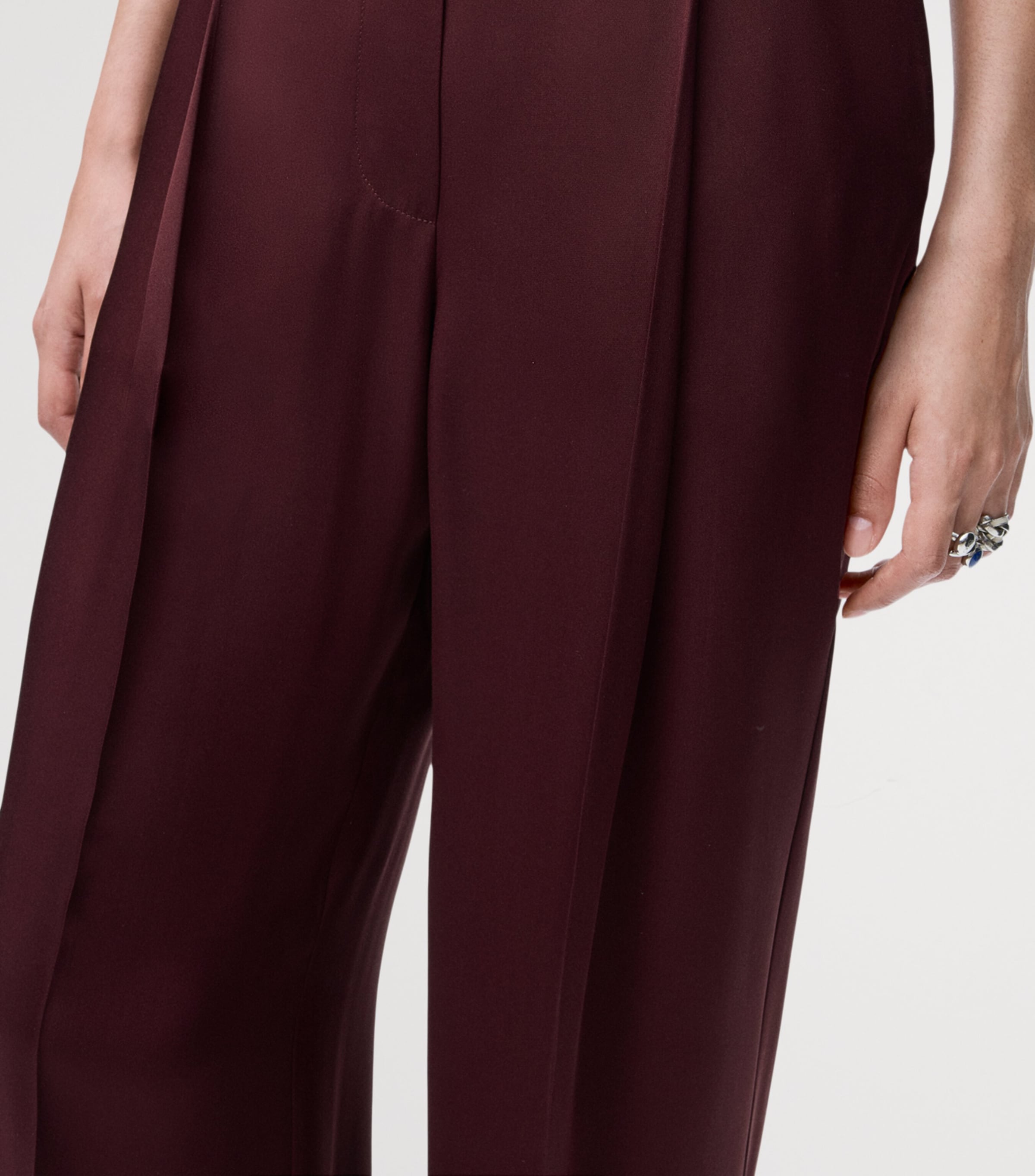 Silk Wide-Leg Trousers BURGUNDY Image 5