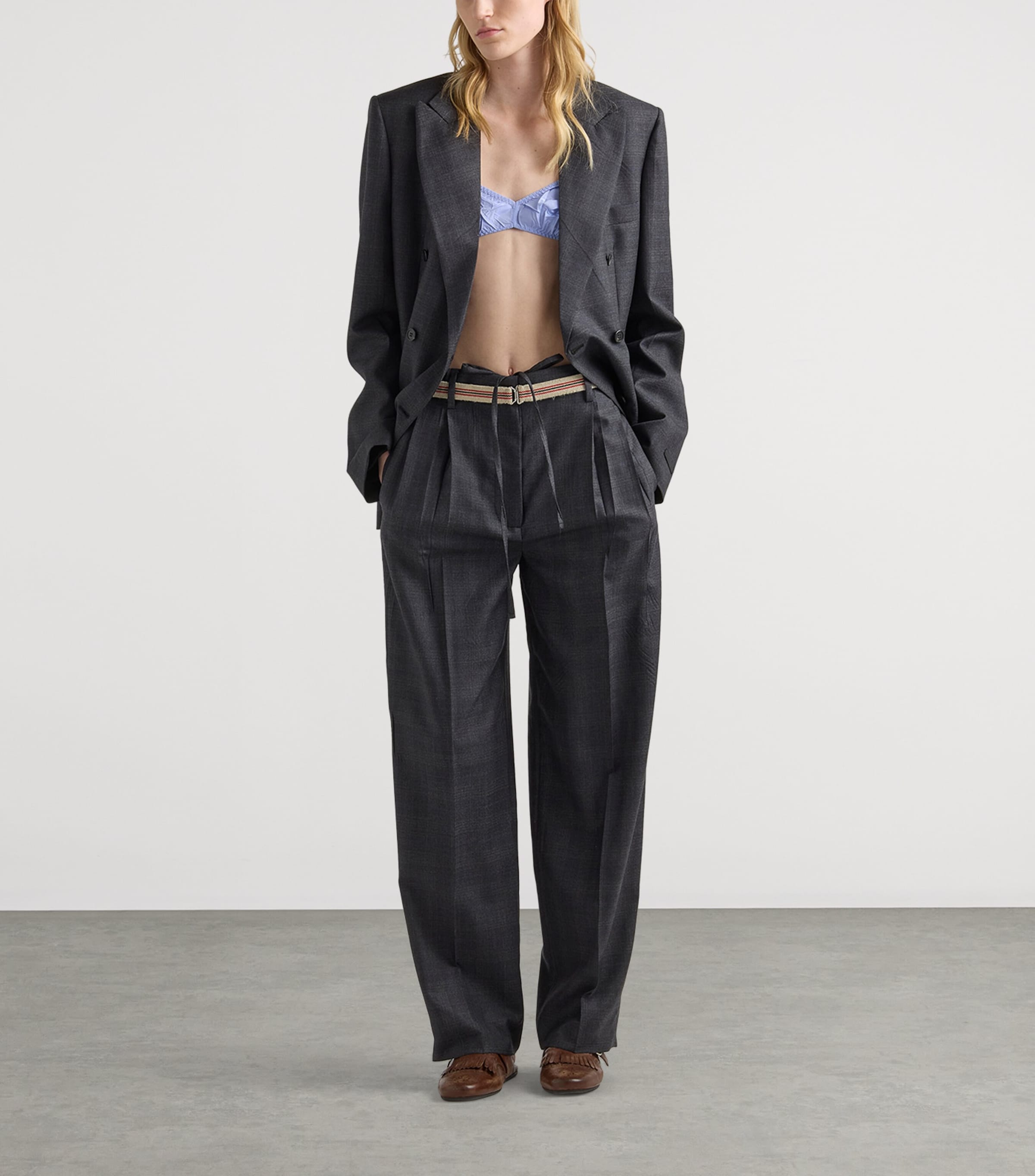 Prada Womens Wool Check Double-Breasted Blazer Image 2