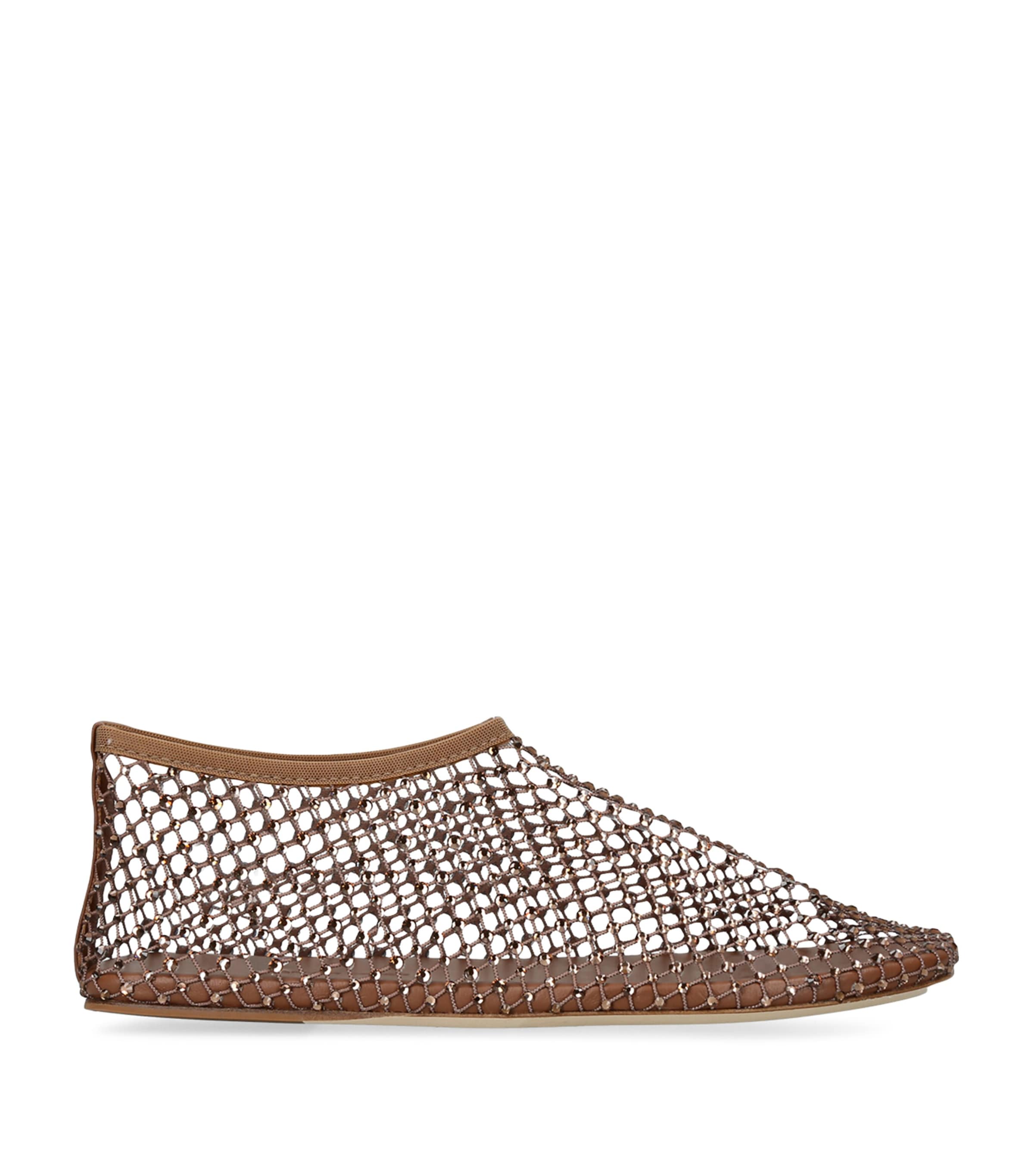 Christopher Esber Minette Crystal-embellished Mesh Ballet Flats In Animal Print