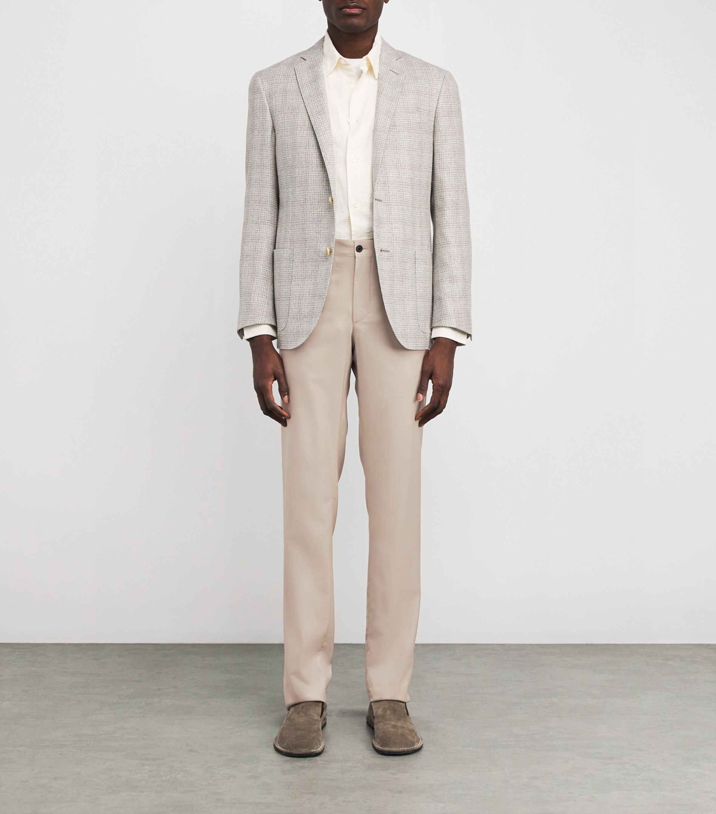 Corneliani Mens Virgin Wool-Silk Trousers Natural / Beige Image 2