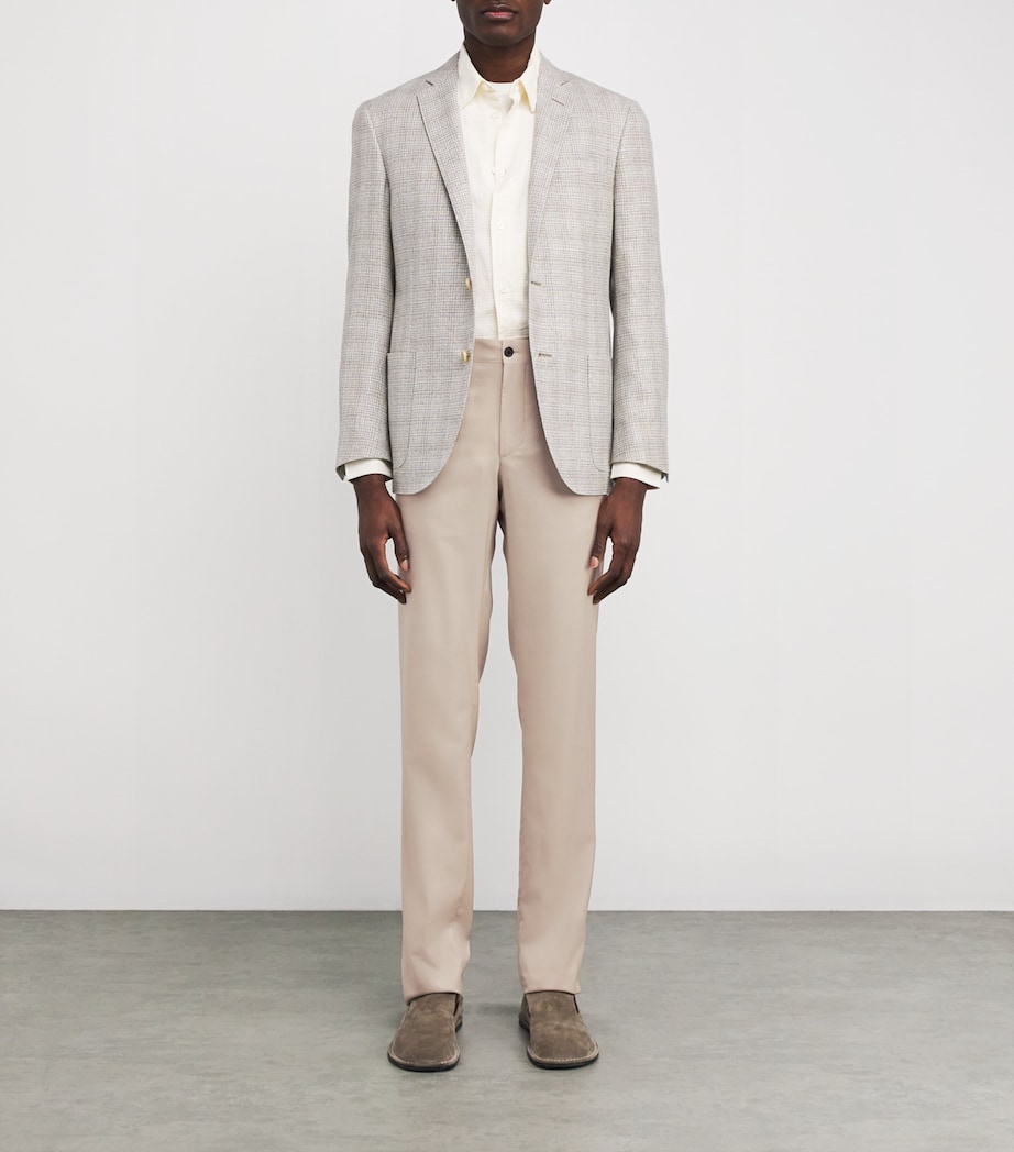 Corneliani Mens Virgin Wool-Silk Trousers Natural / Beige Image 2