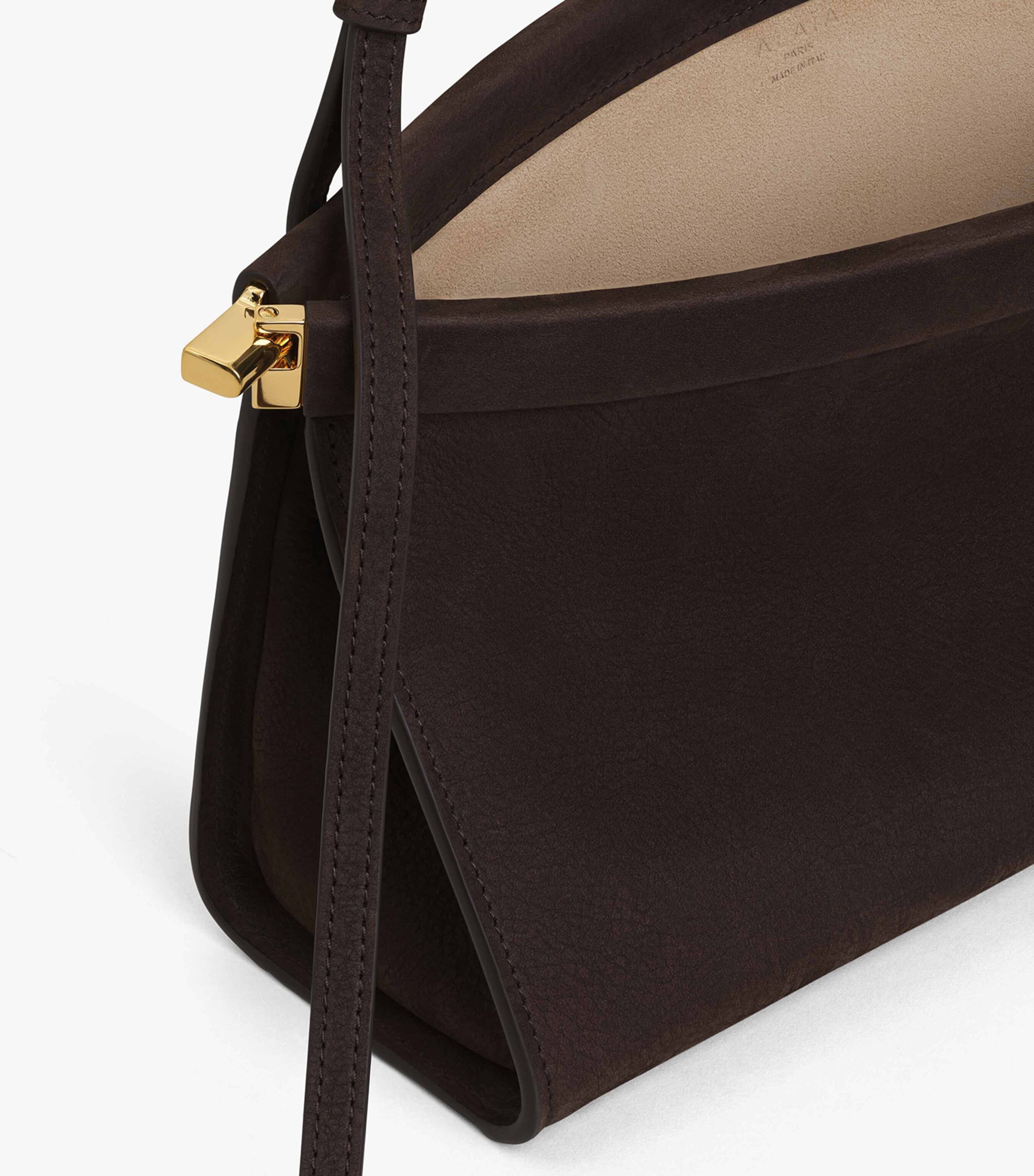 Medium Leather Le Click East West Shoulder Bag BRUN FONCE Image 4