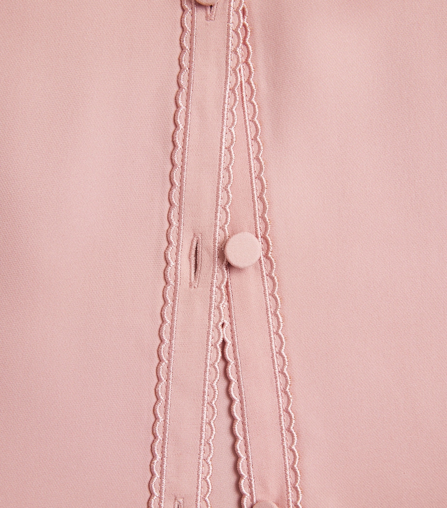 Silk Broderie Anglaise-Trim Shirt SMOKE PINK Image 5