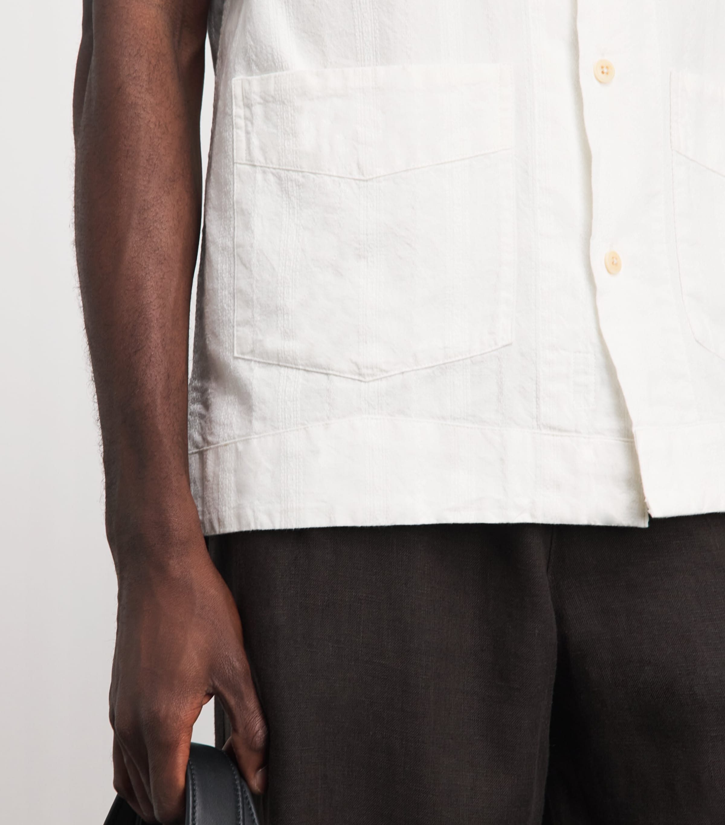 Oliver Spencer Mens Cotton Cuban Shirt White Image 3