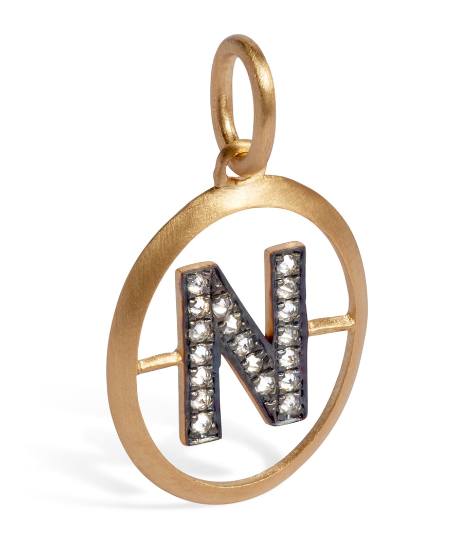 Yellow Gold and Diamond Initial N Pendant YELLOW GOLD Image 1