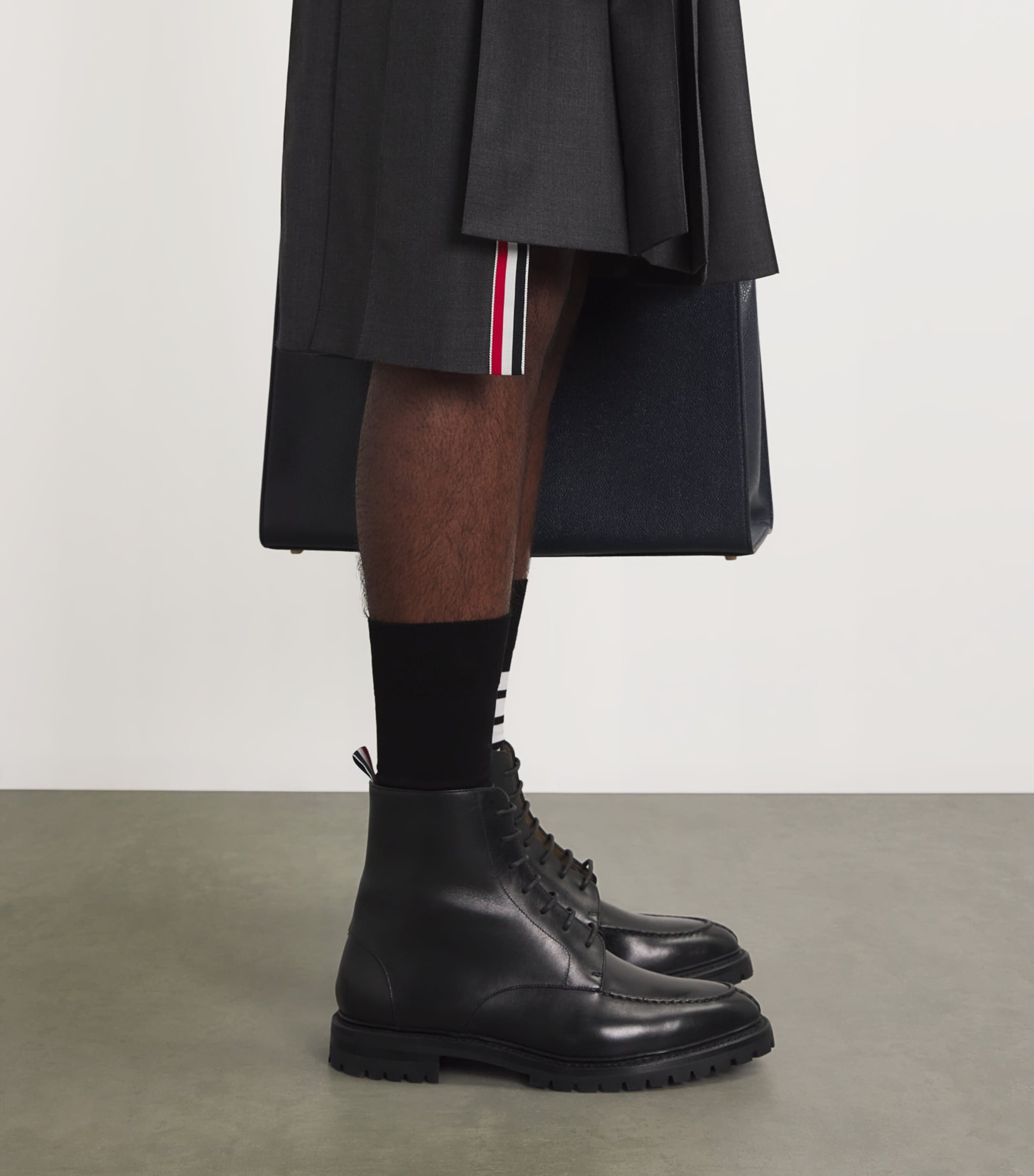 Leather Commando Boots BLACK Image 2