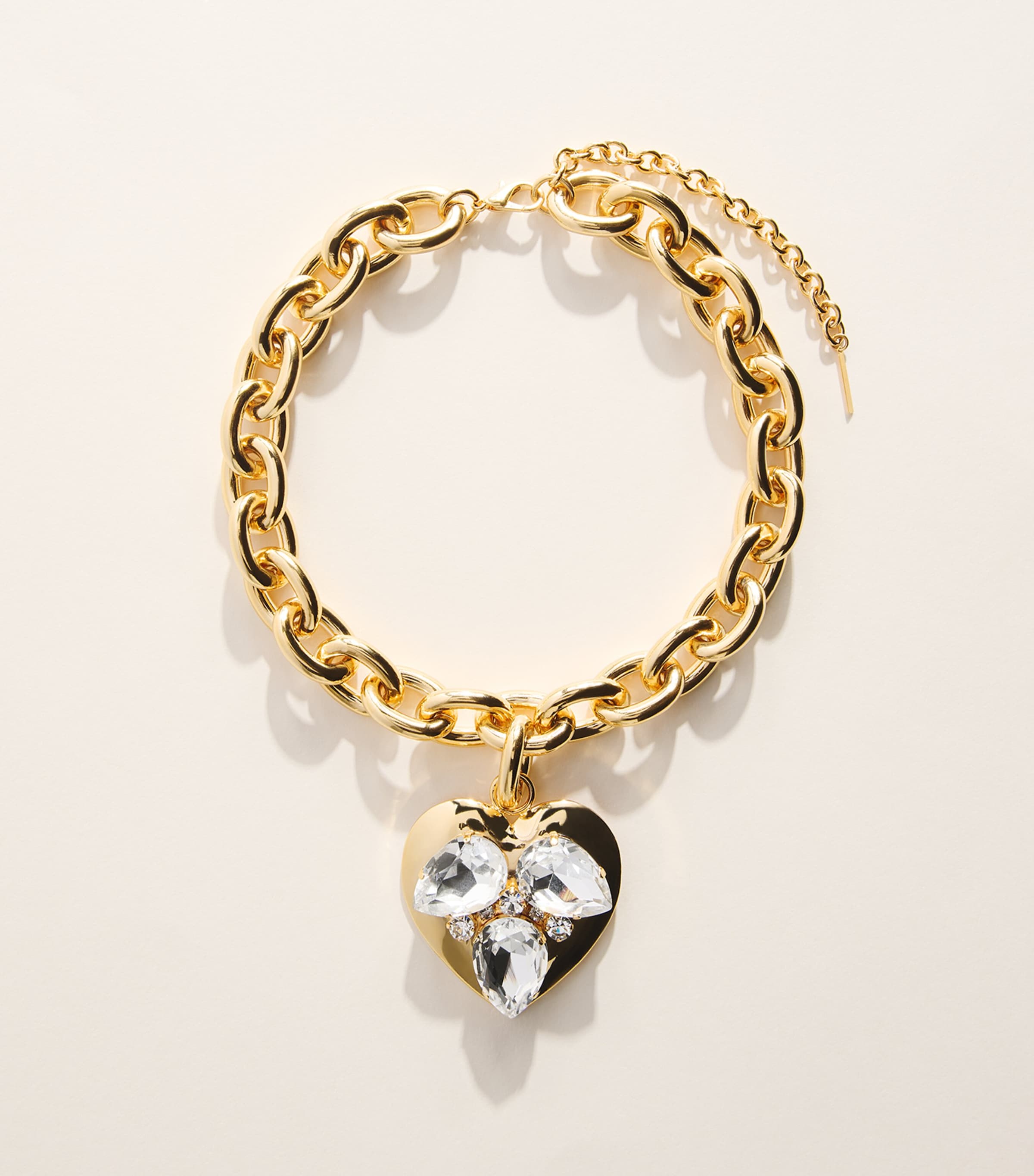 Alessandra Rich Heart Pendant Necklace Cry Gold