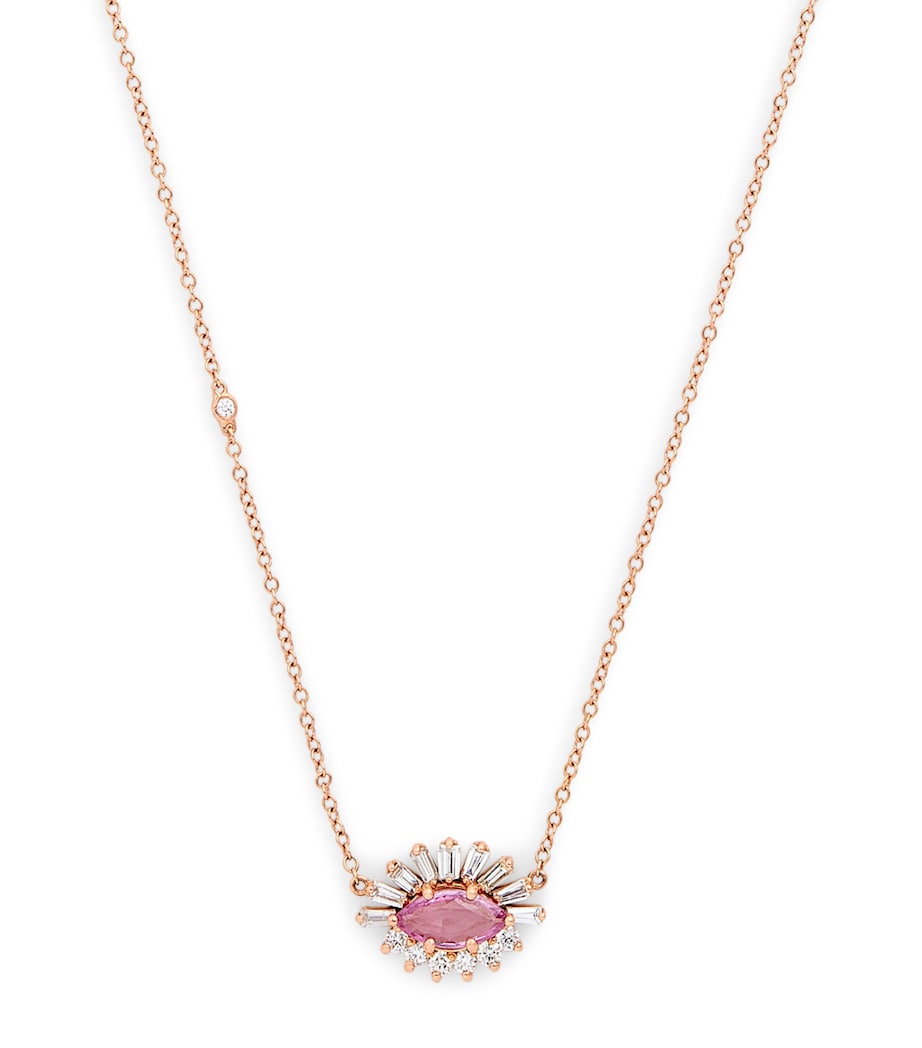 Rose Gold, Diamond and Pink Sapphire Evil Eye Necklace ROSE GOLD Image 1