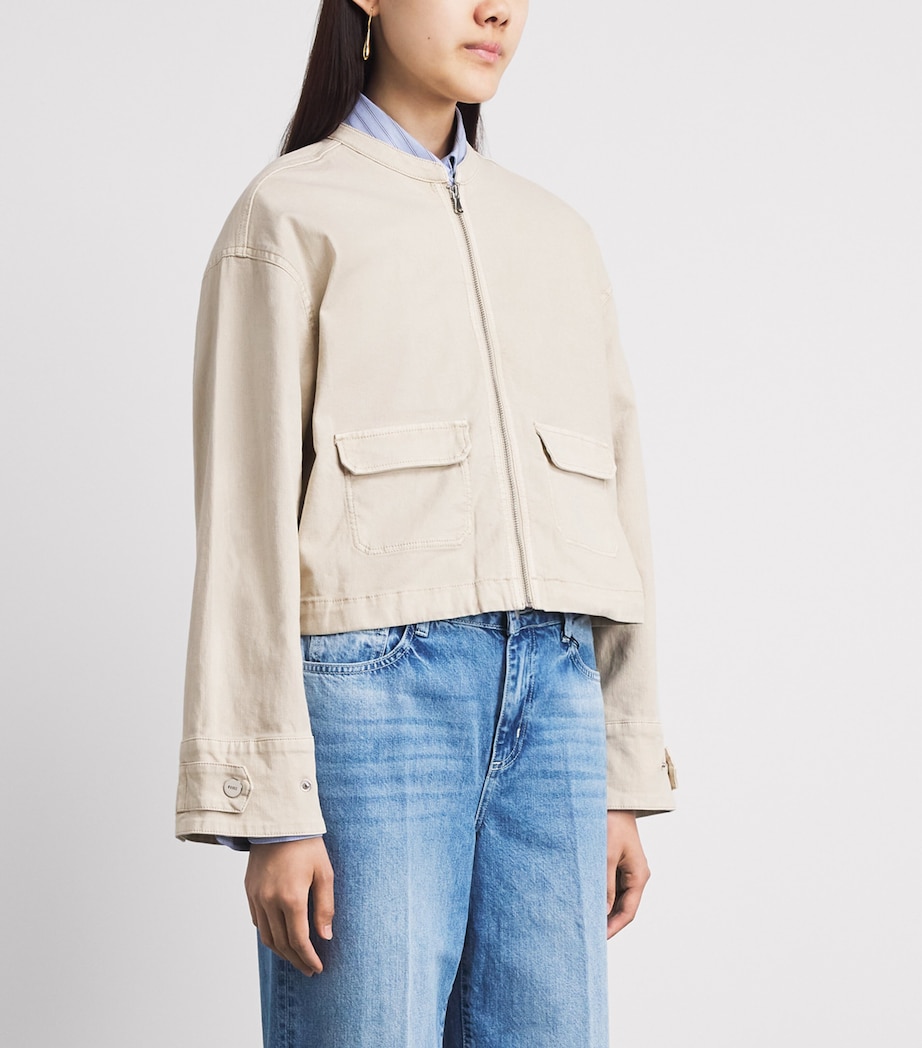 PAIGE Womens Stretch-Cotton Kiran Bomber Jacket Vintage Biscotti Image 4