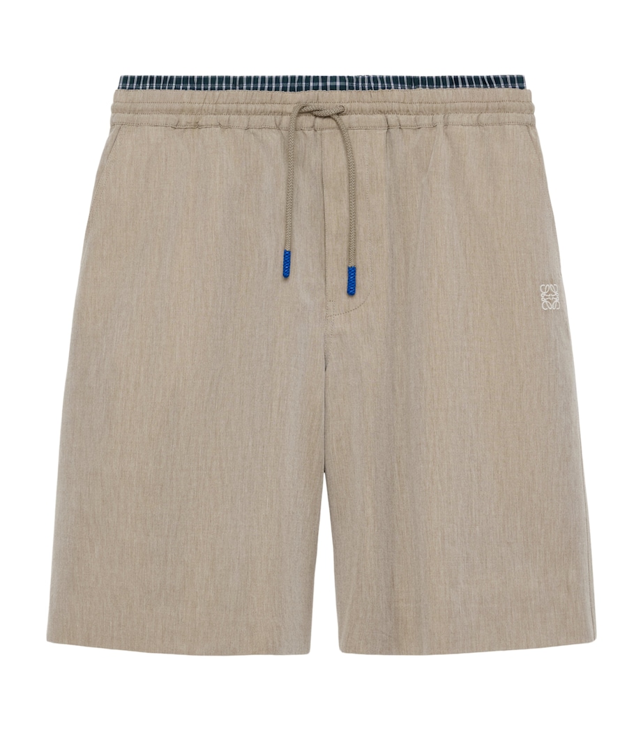 LOEWE Mens Layered Drawstring Shorts Beige Image 1