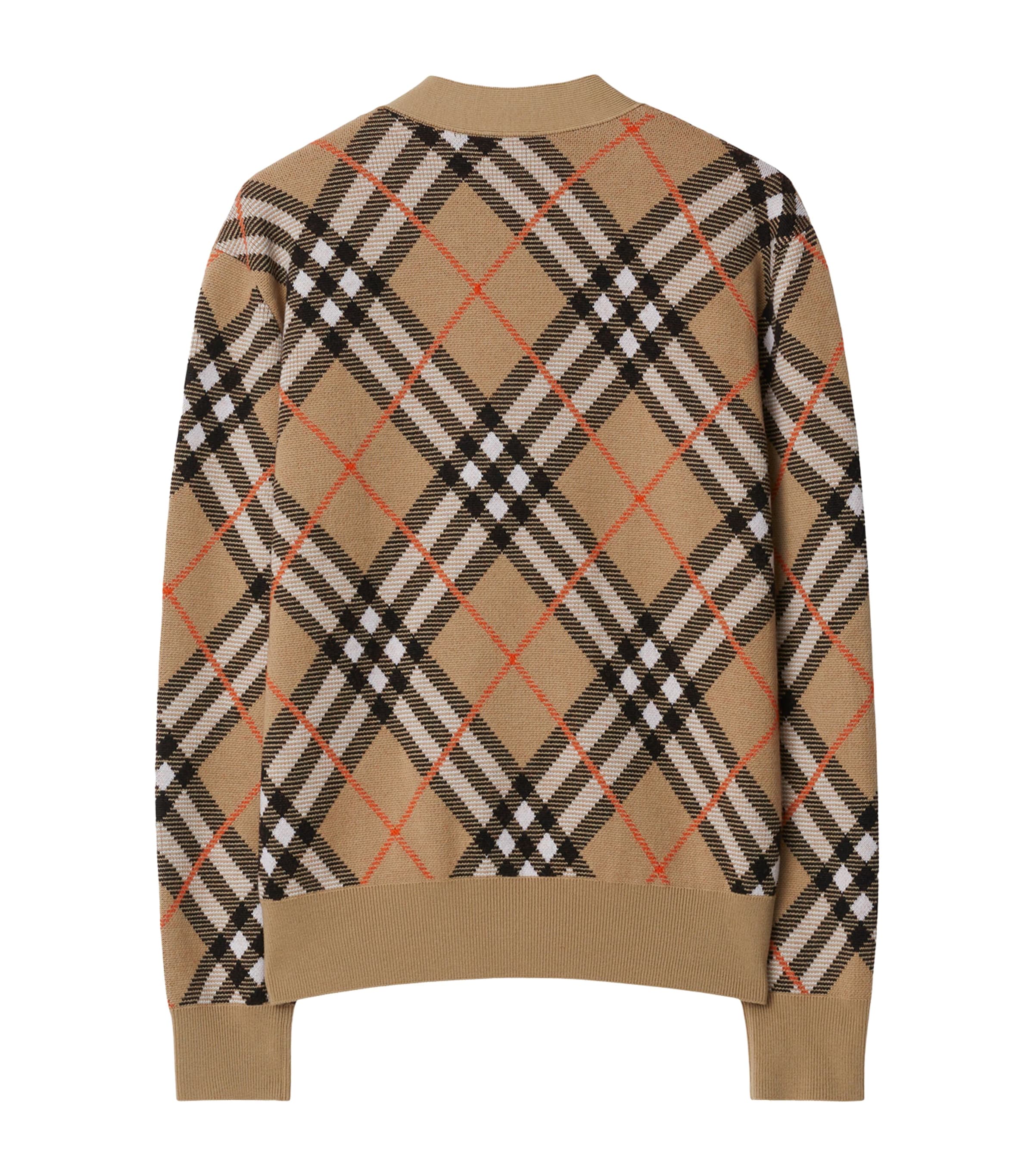 Wool-Blend Check Cardigan SAND IP CHECK Image 5
