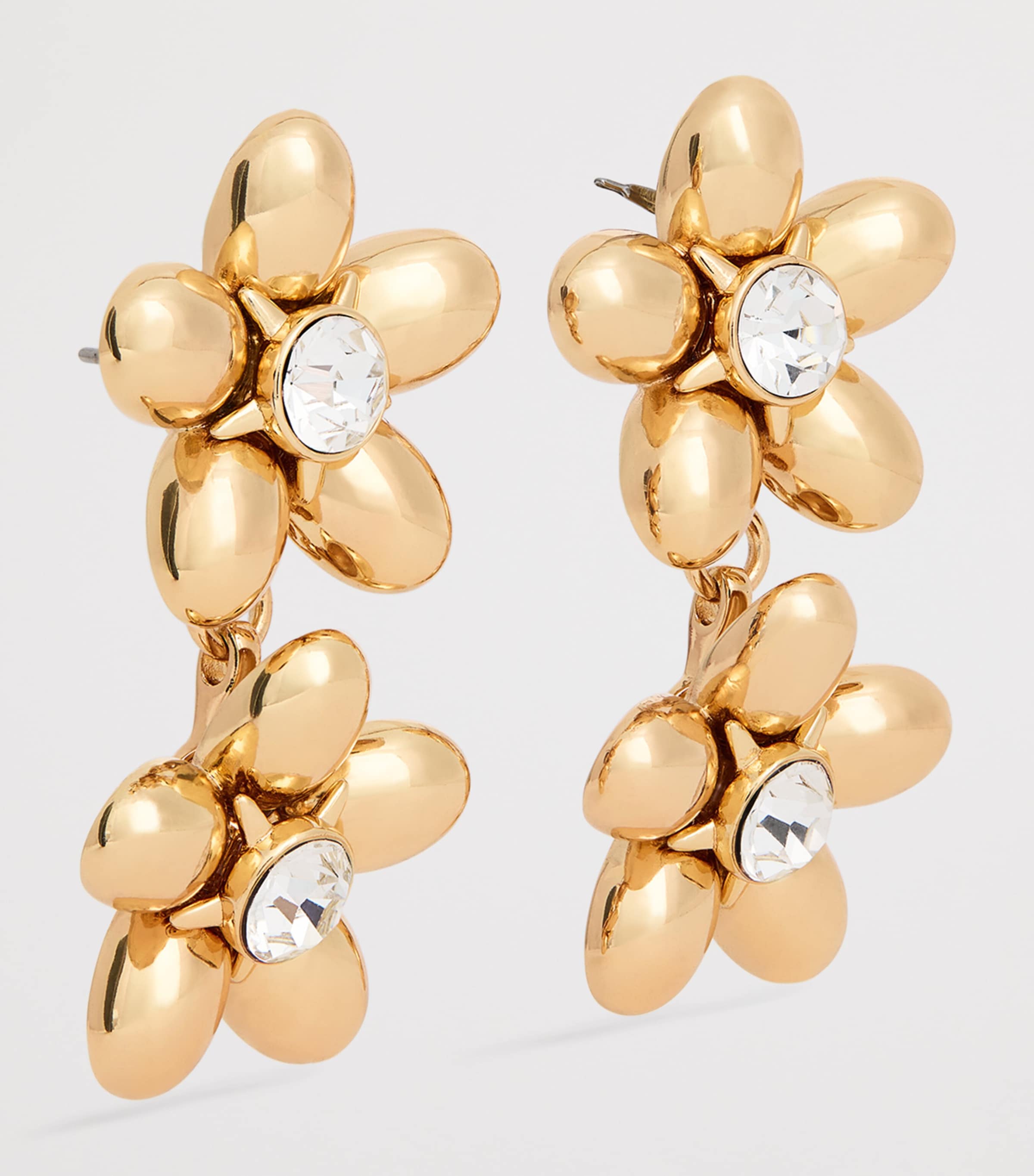 Carolina Herrera Crystal Flower Earrings In Gold
