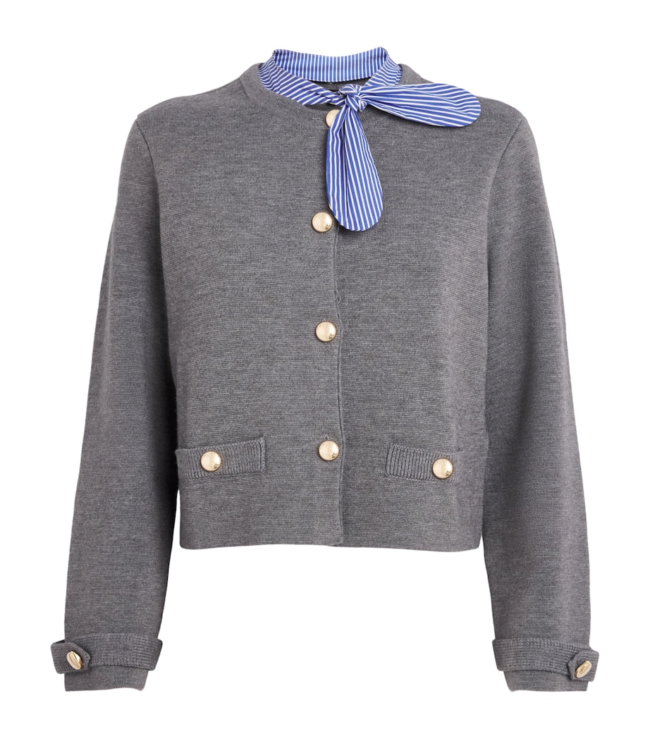 Maje Womens Detachable Collar Cardigan Light Grey Image 1