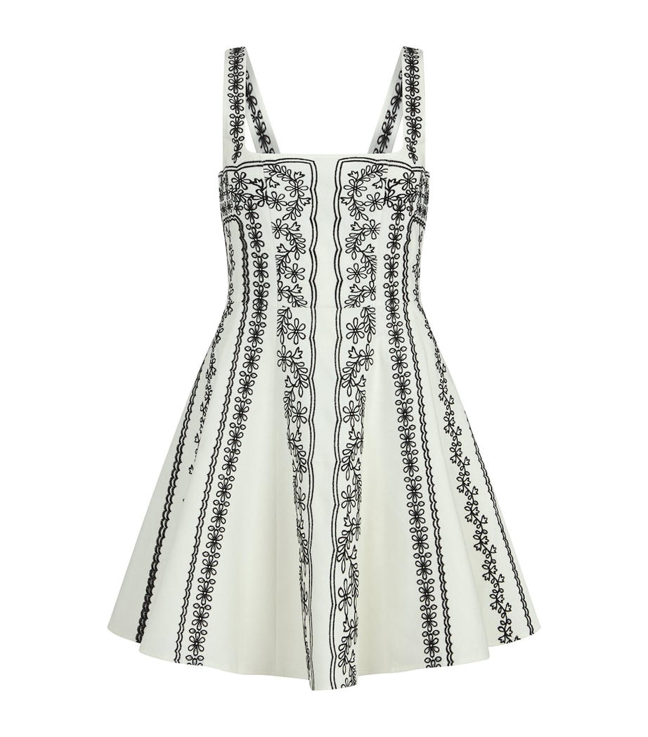 Linen-Blend Embroidered Mini Dress ECRU / BLACK Image 1