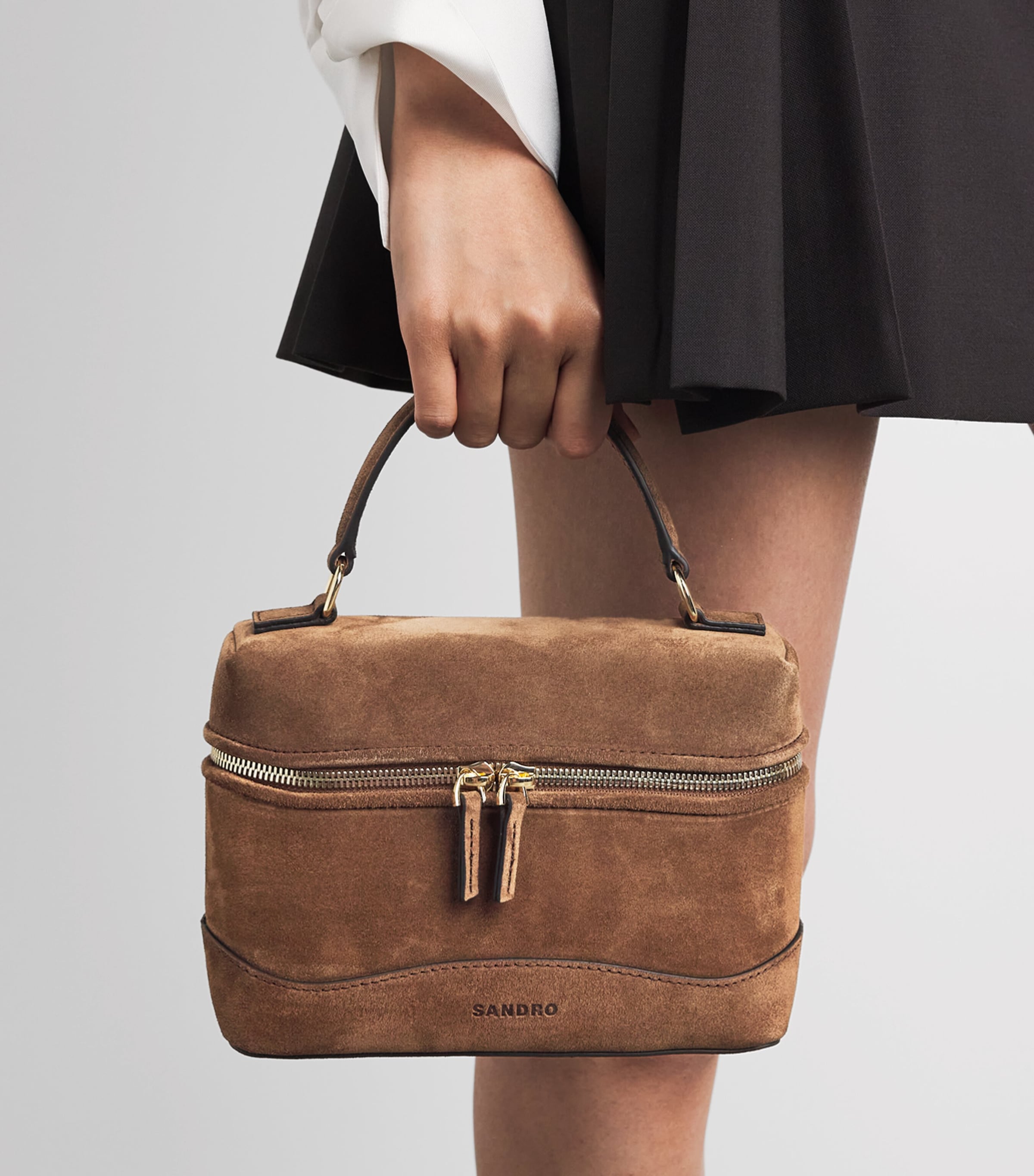Sandro Paris Suede Tangolino Vanity Bag Brown Image 2
