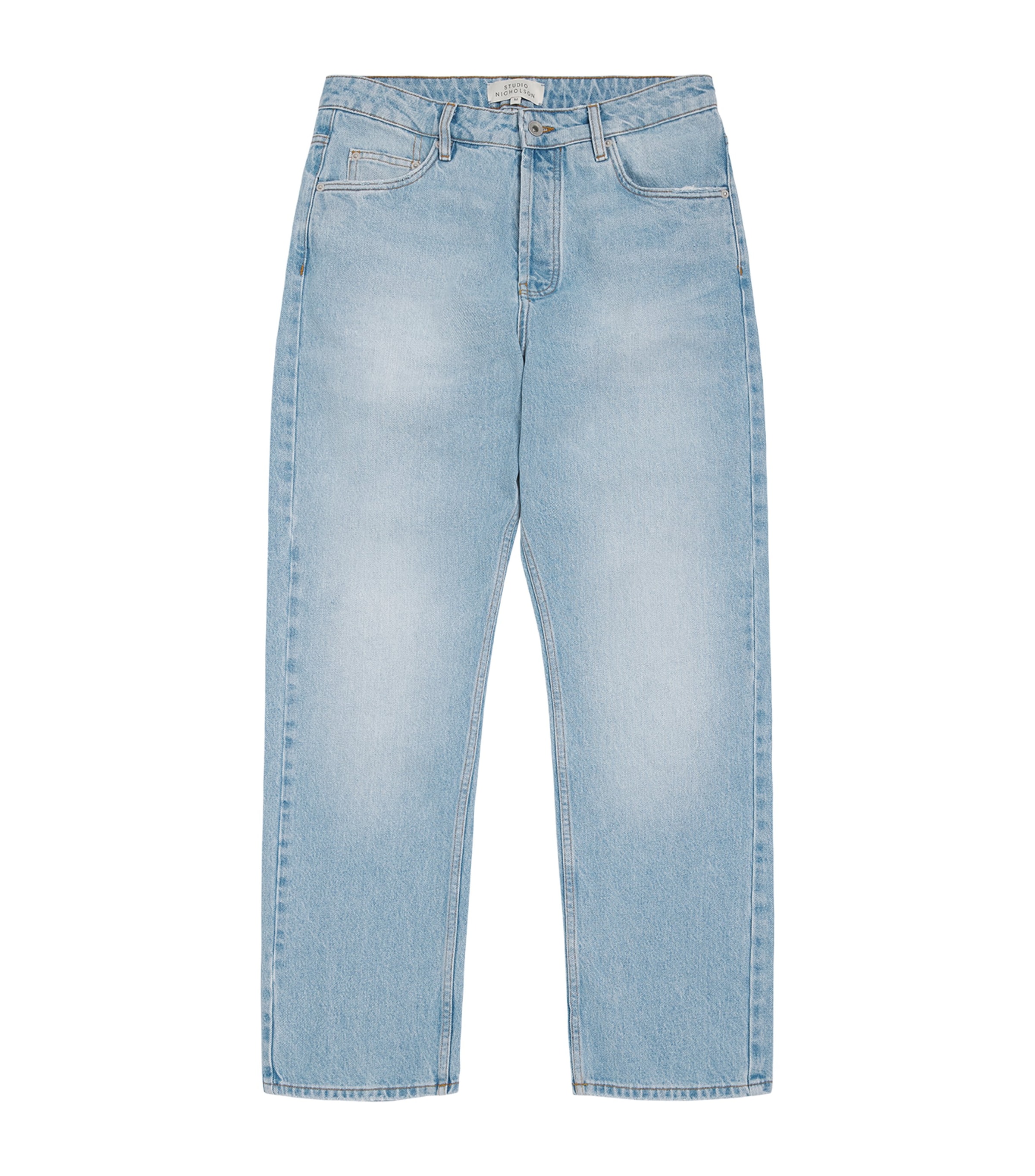 Studio Nicholson Mens Riso Straight Jeans Bleached Wash Image 1