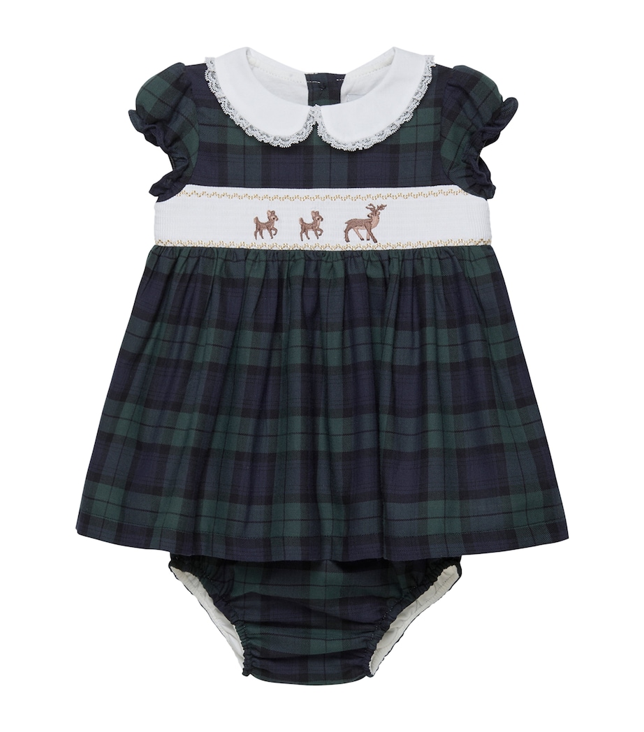 Tartan Reindeer Dress and Bloomers Set (0-9 Months) NAVY TARTAN Image 1