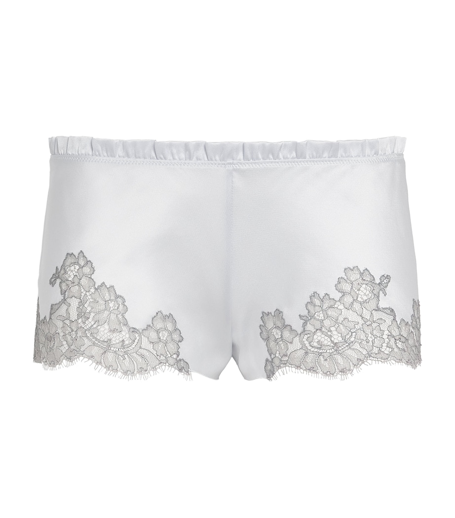 Carine Gilson Womens Silk Cérès Pyjama Shorts Silvergrey Image 1