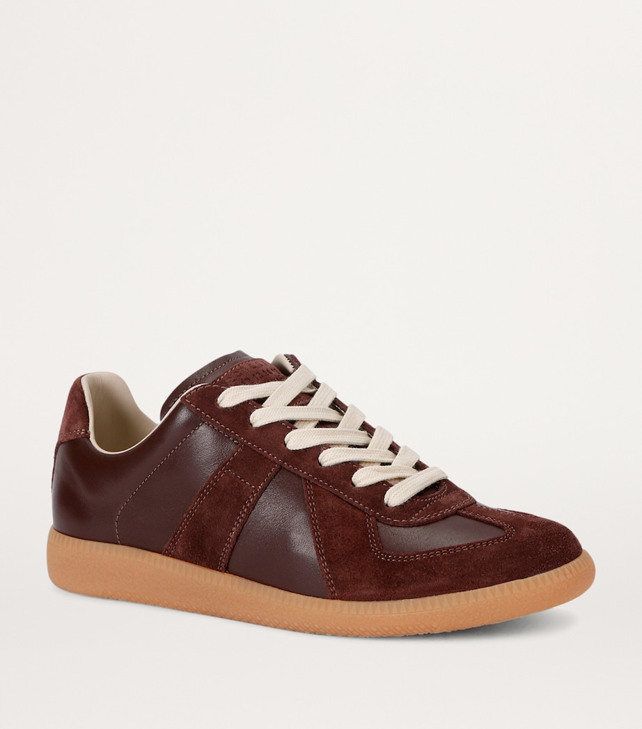 Leather-Suede Replica Sneakers BROWN Image 3