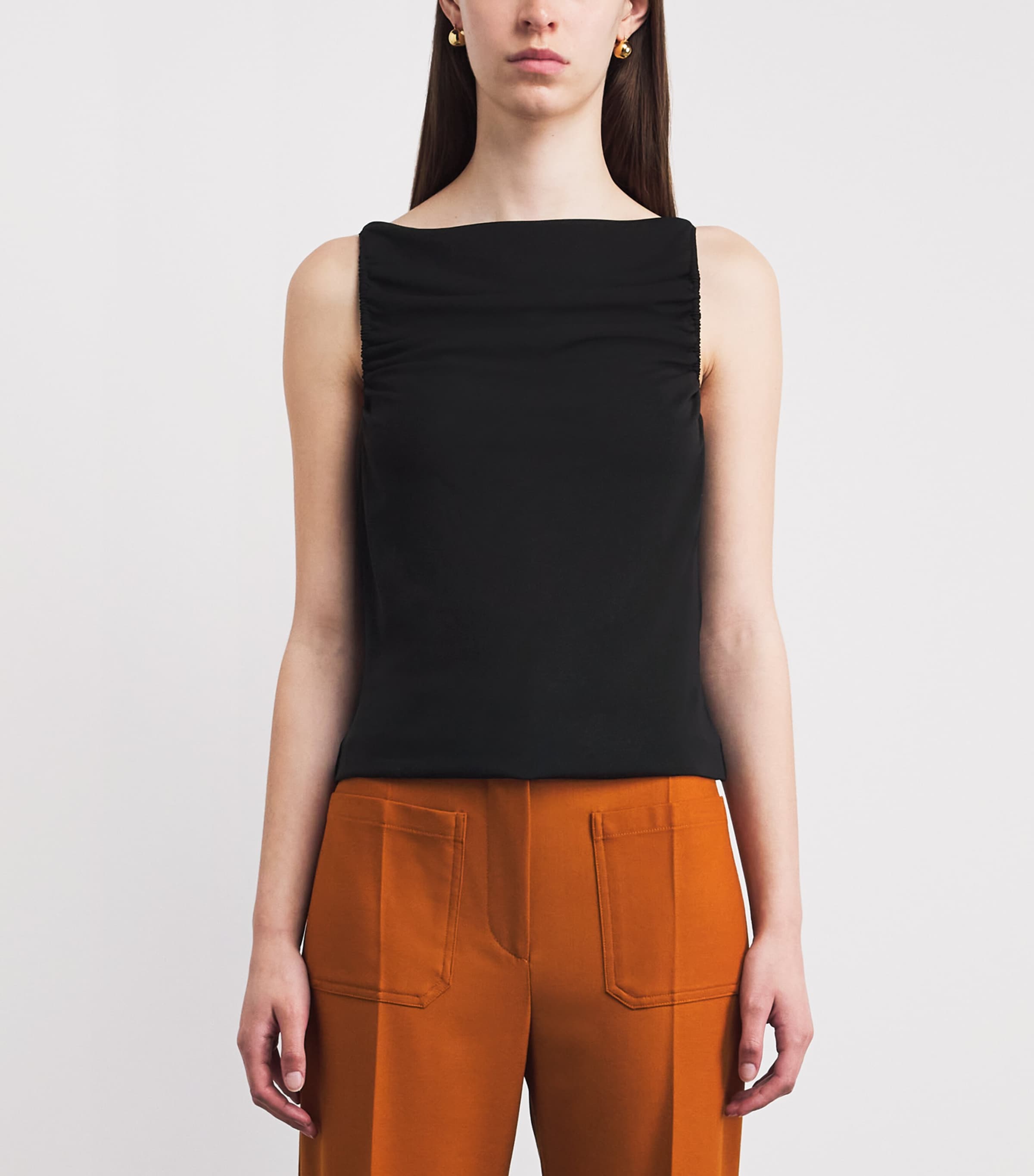 Cult Gaia Womens Crepe Draped Isiah Top Black Image 4