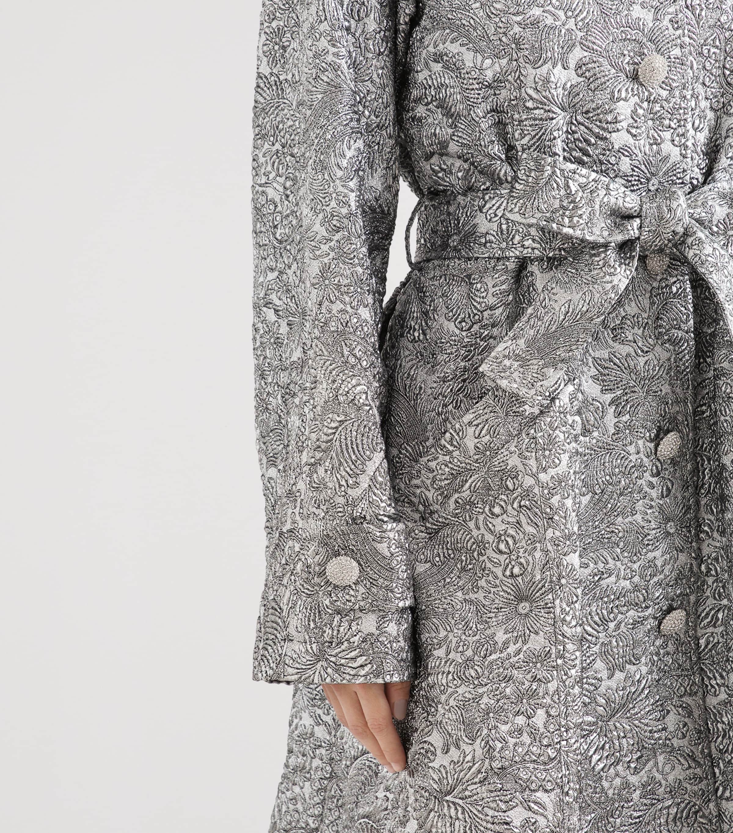 Embroidered Floral Wrap Coat S0998-SILV Image 5