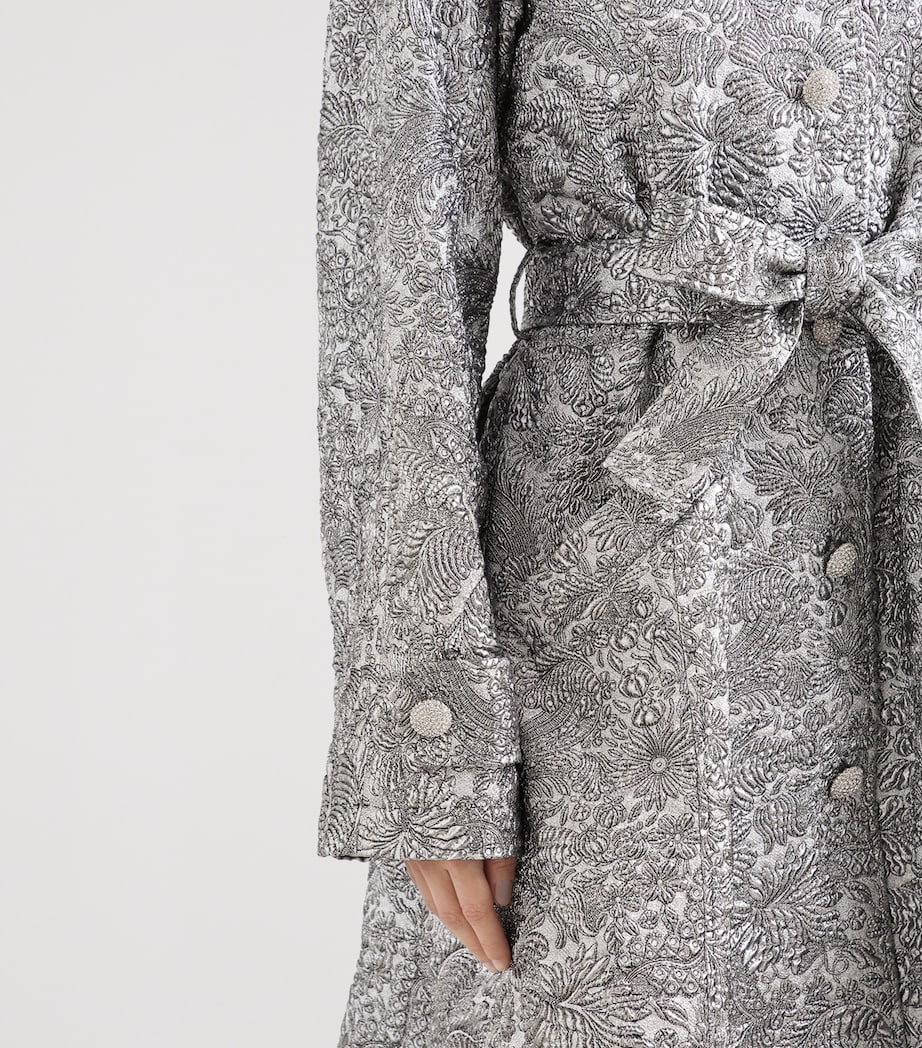 Embroidered Floral Wrap Coat S0998-SILV Image 5